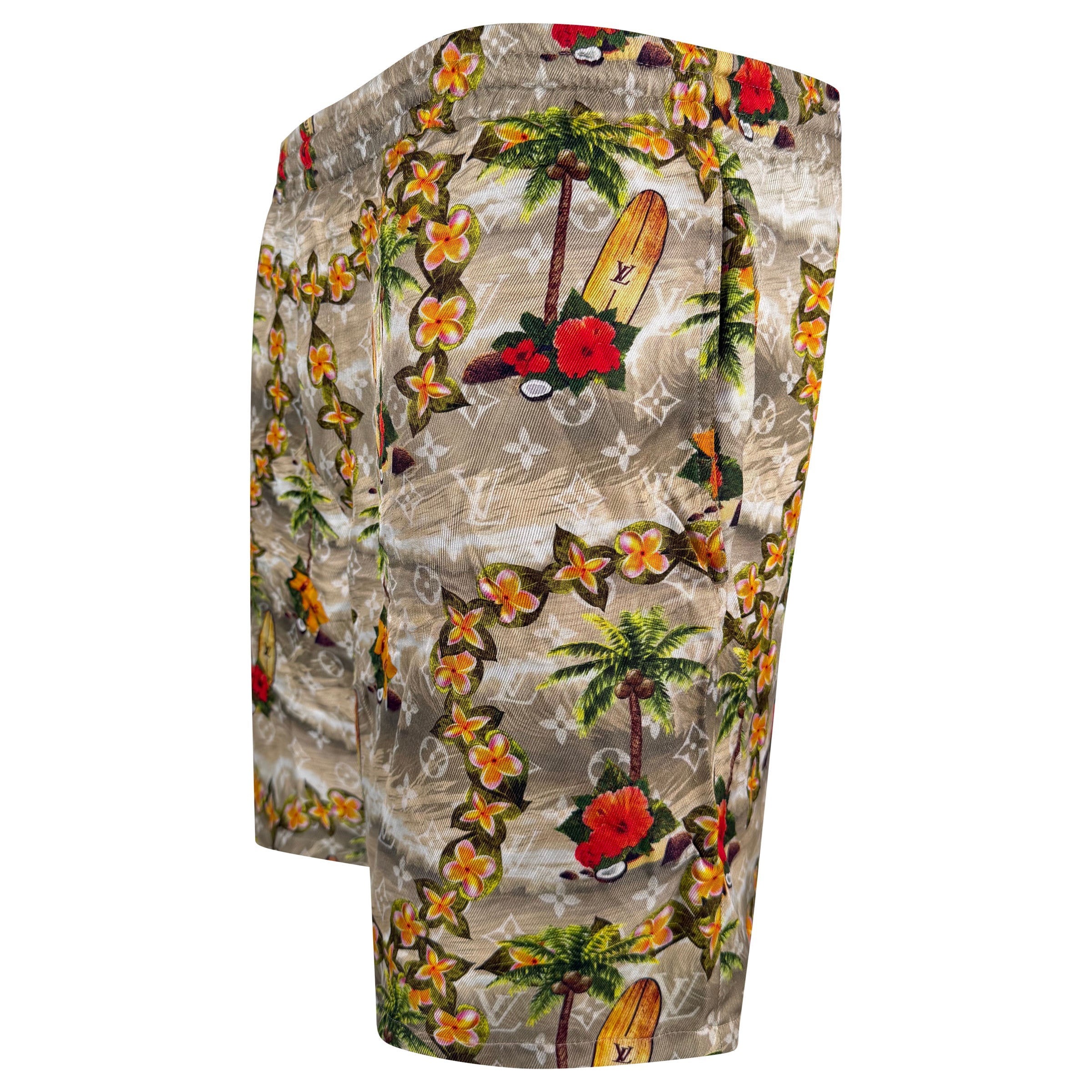 LOUIS VUITTON ALOHA SILK MONOGRAM SHORTS - XL | PRE OWNED - Affluent ArchivesUsed HIGH END DESIGNER CLOTHING