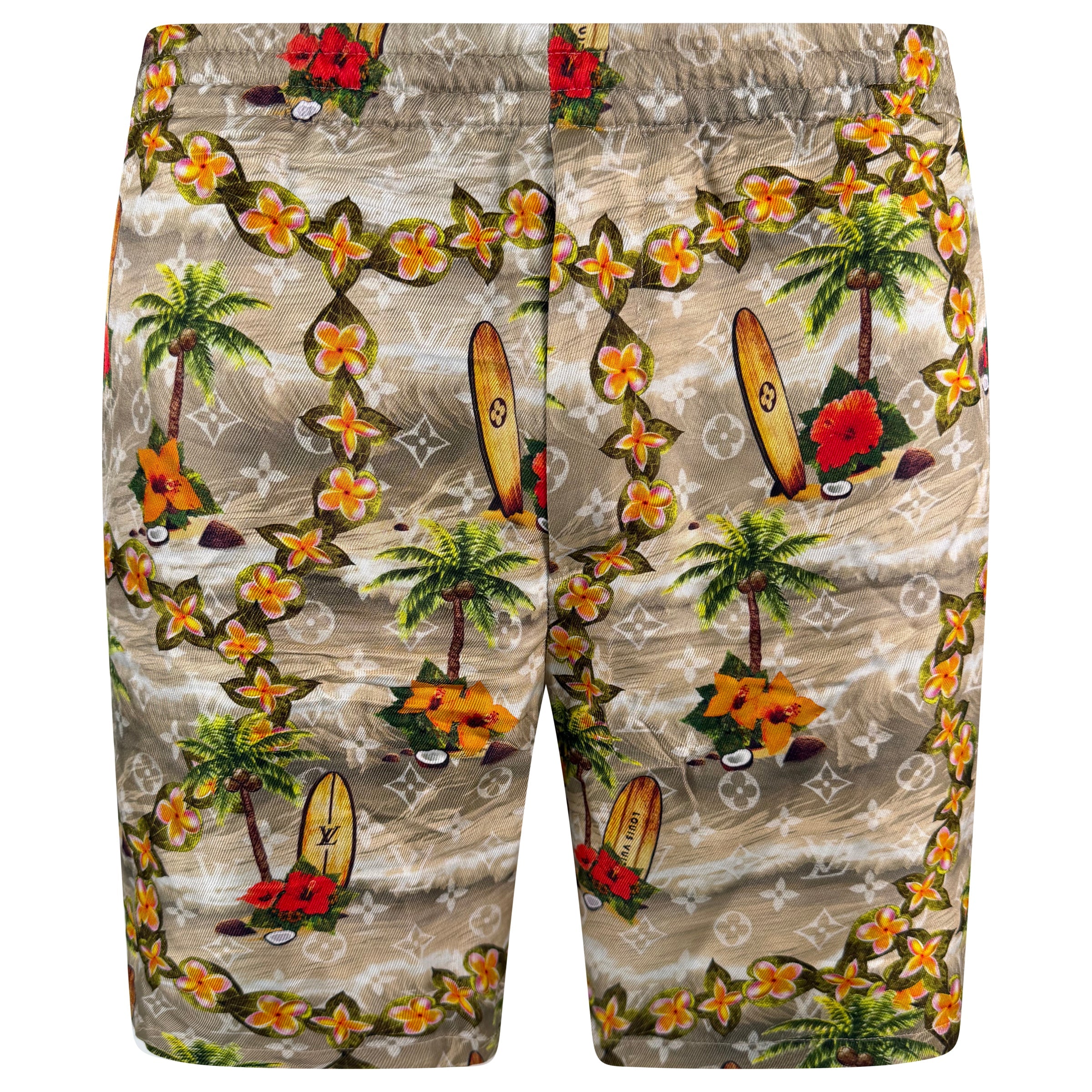 LOUIS VUITTON ALOHA SILK MONOGRAM SHORTS - XL | PRE OWNED - Affluent ArchivesUsed HIGH END DESIGNER CLOTHING