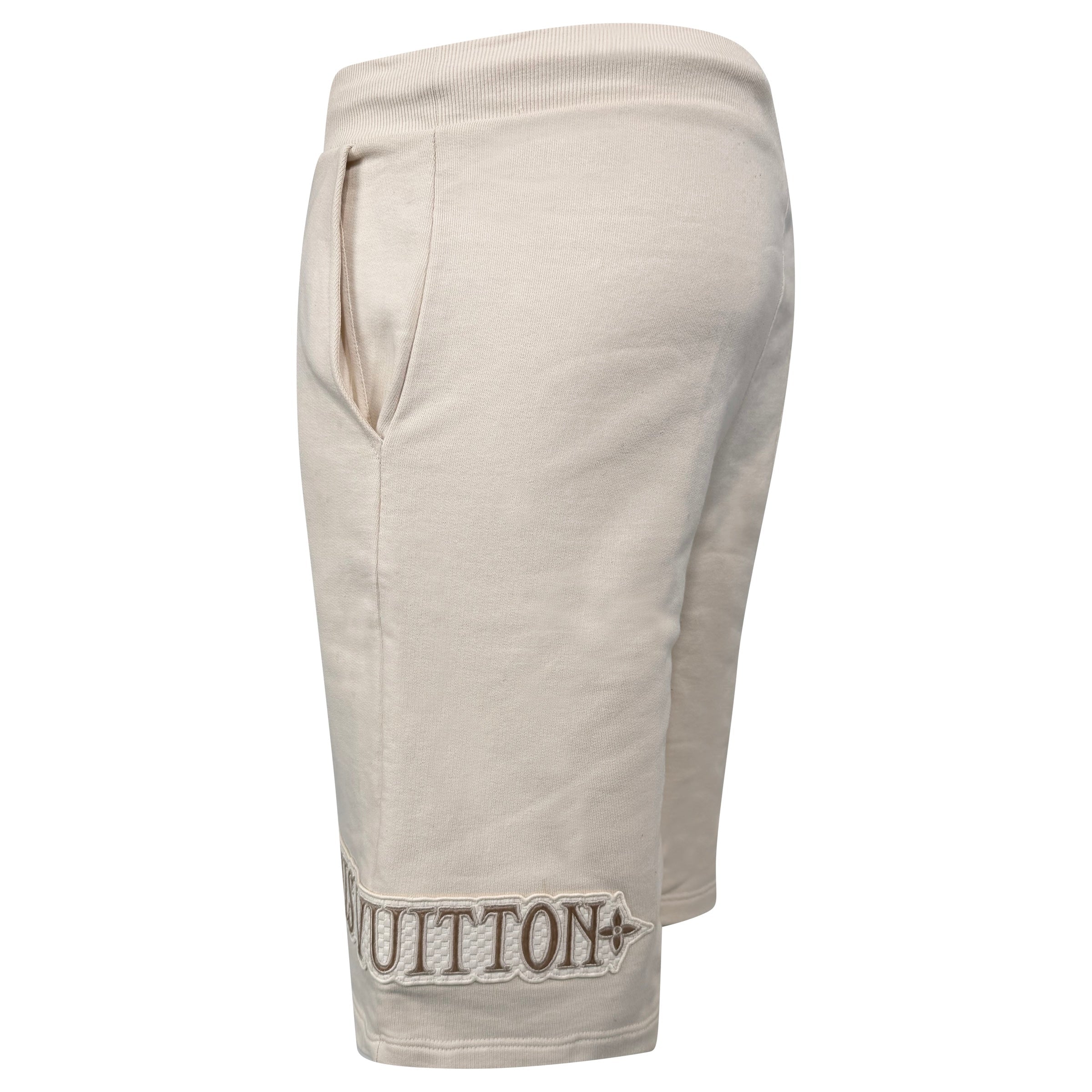 LOUIS VUITTON BEIGE EMBROIDERED SHORTS - LARGE | NEW WITH TAGS - Affluent ArchivesUsed HIGH END DESIGNER CLOTHING