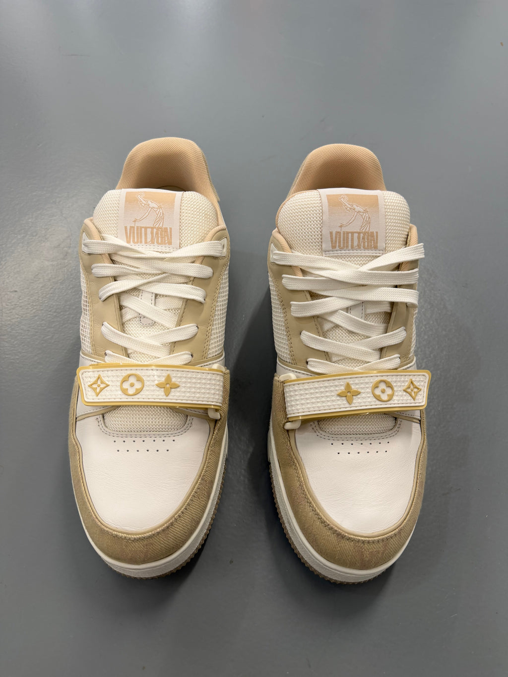 LOUIS VUITTON BEIGE LV TRAINERS BEIGE - UK 7 (Fit 8) - Affluent ArchivesUsed HIGH END DESIGNER CLOTHING