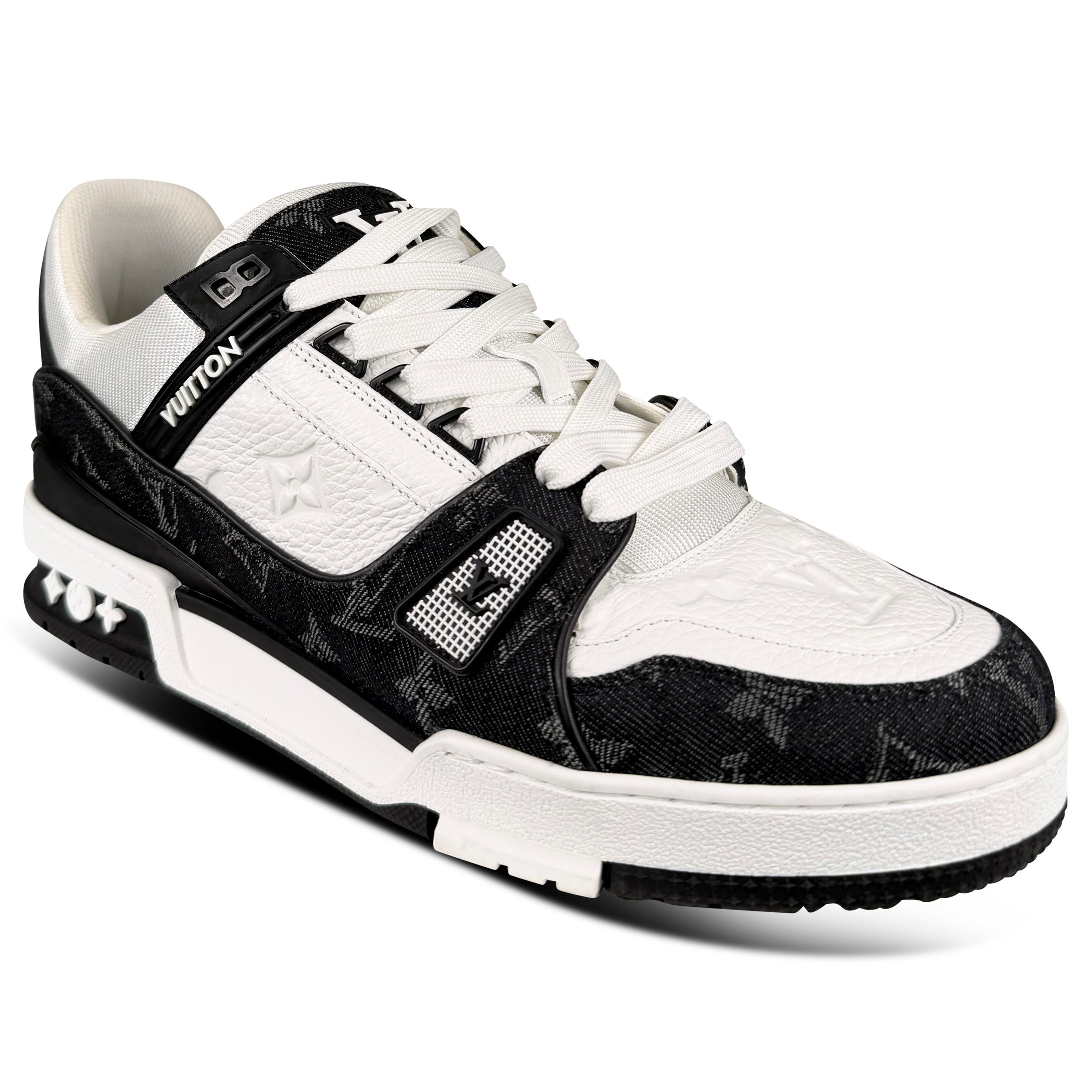 LOUIS VUITTON BLACK DENIM TRAINER - UK 7 (Fit 8) | PRE OWNED - Affluent ArchivesUsed HIGH END DESIGNER CLOTHING