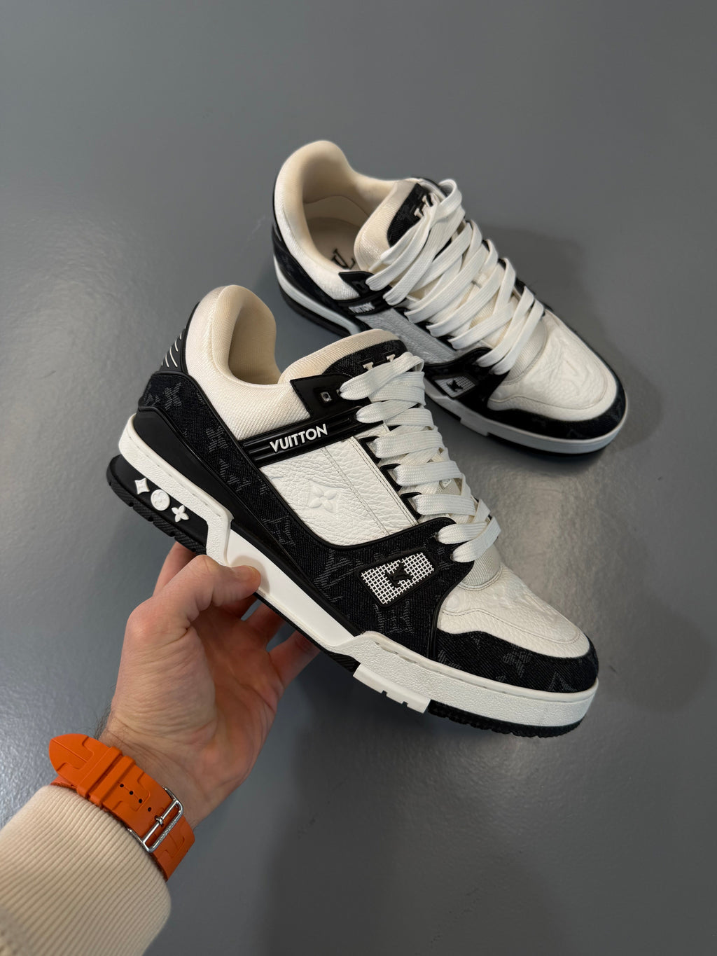 LOUIS VUITTON BLACK DENIM TRAINER - UK 8.5 (Fit 9.5) - Affluent ArchivesUsed HIGH END DESIGNER CLOTHING