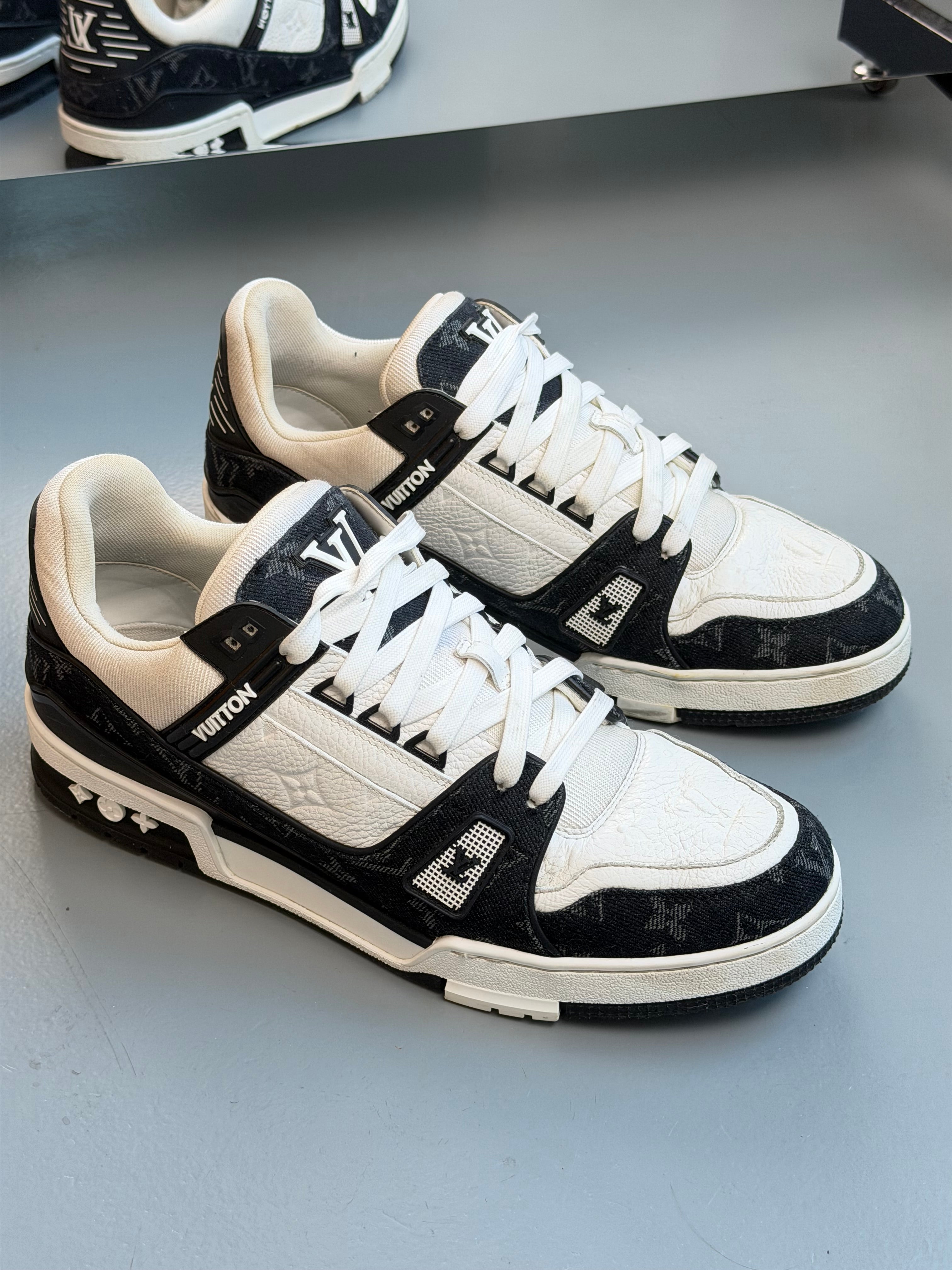 LOUIS VUITTON BLACK DENIM TRAINER - UK 9 (Fits 10) | PRE OWNED - Affluent ArchivesUsed HIGH END DESIGNER CLOTHING