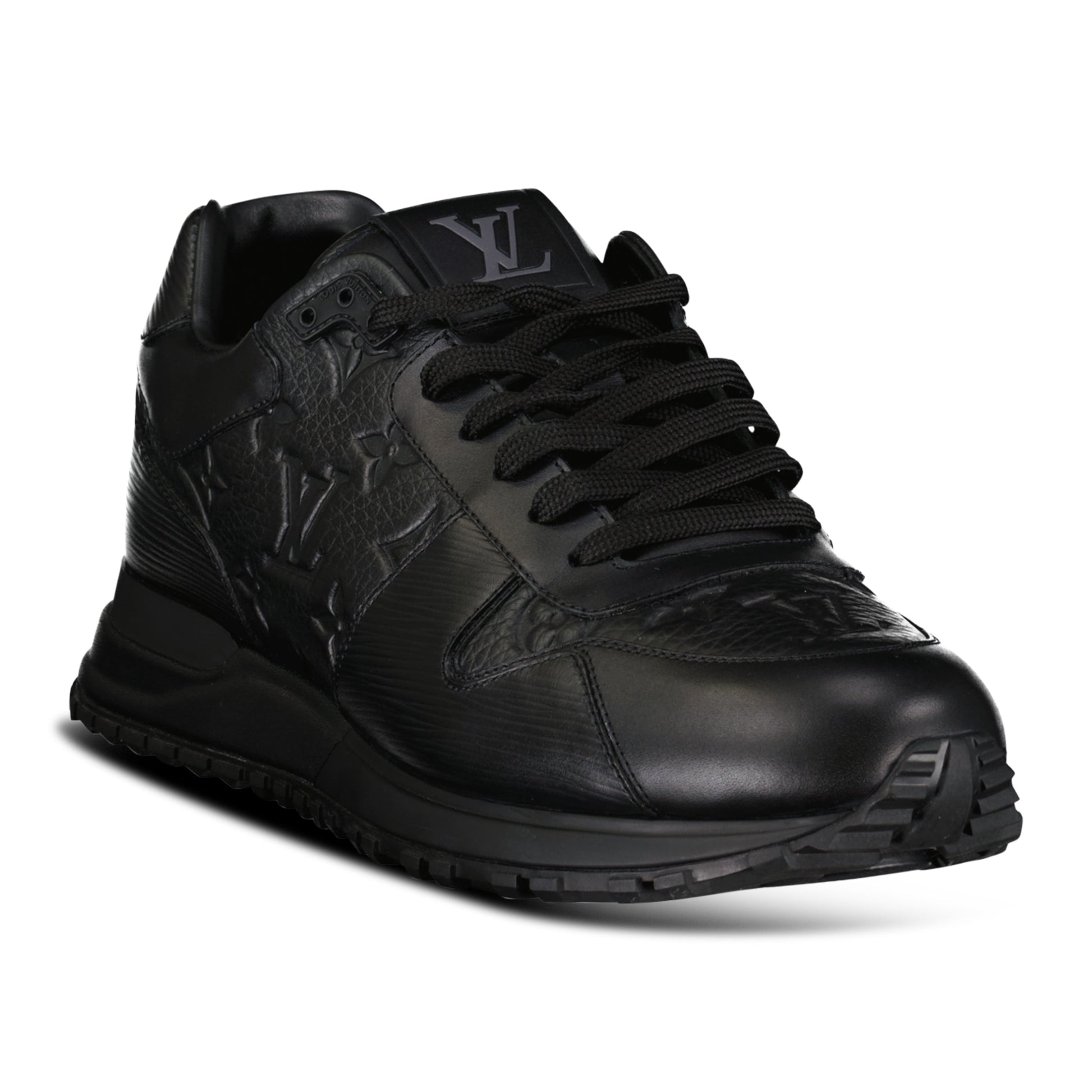 LOUIS VUITTON BLACK EMBOSSED RUNAWAY TRAINER - UK 8 (Fit 9) NEW - Affluent ArchivesUsed HIGH END DESIGNER CLOTHING