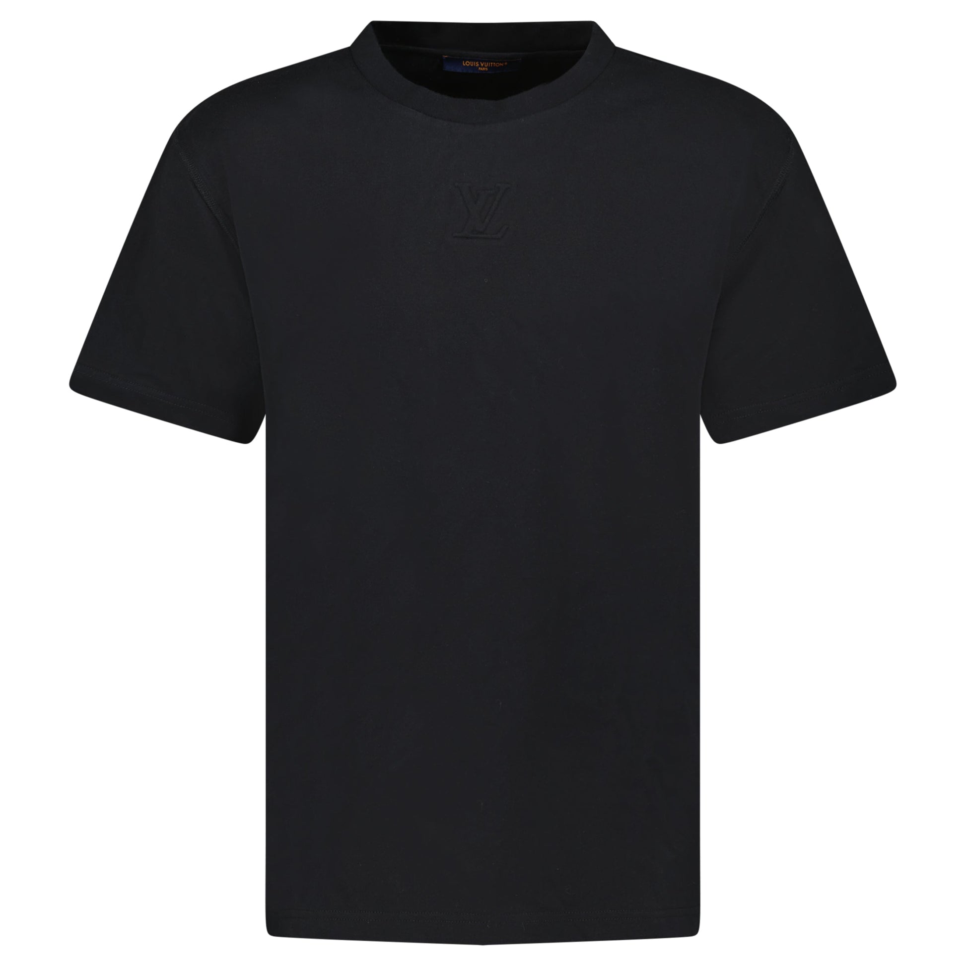 LOUIS VUITTON BLACK EMBOSSED T SHIRT - LARGE - Affluent ArchivesUsed HIGH END DESIGNER CLOTHING