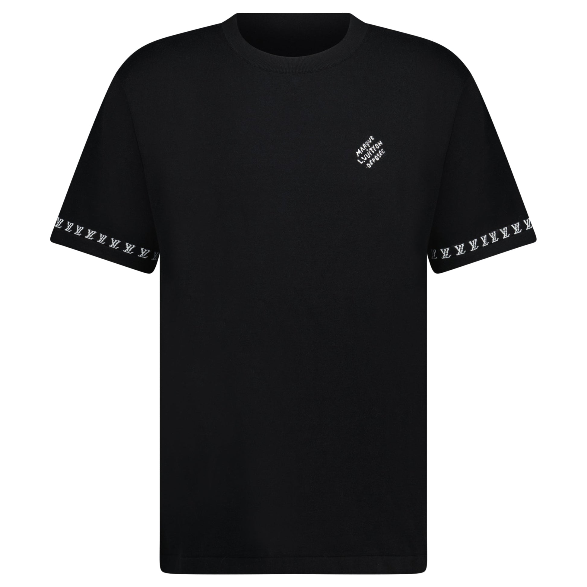 LOUIS VUITTON BLACK EMBROIDED LOGO T SHIRT - LARGE - Affluent ArchivesUsed HIGH END DESIGNER CLOTHING
