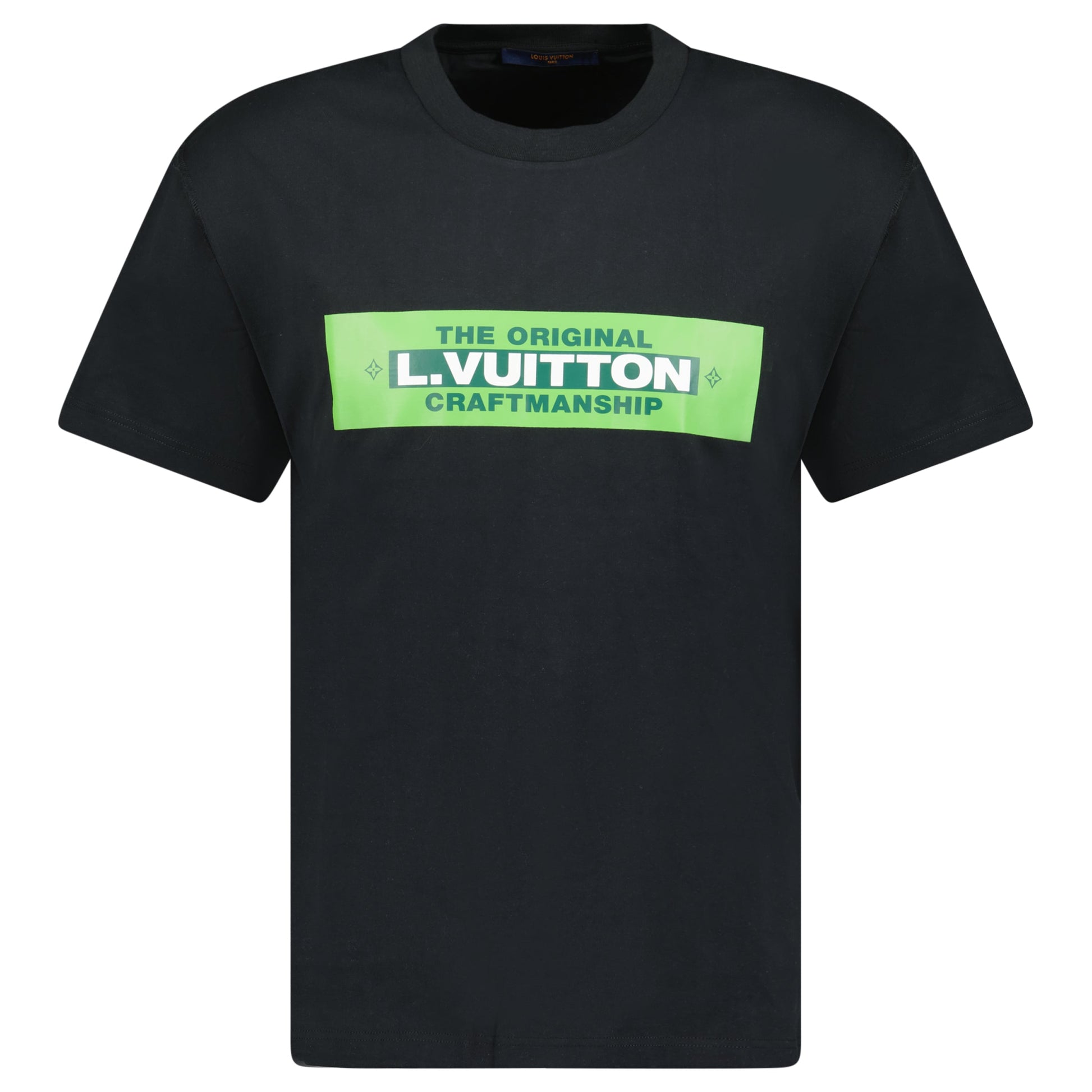 LOUIS VUITTON BLACK / GREEN LOGO T SHIRT - LARGE (NEW) - Affluent ArchivesUsed HIGH END DESIGNER CLOTHING