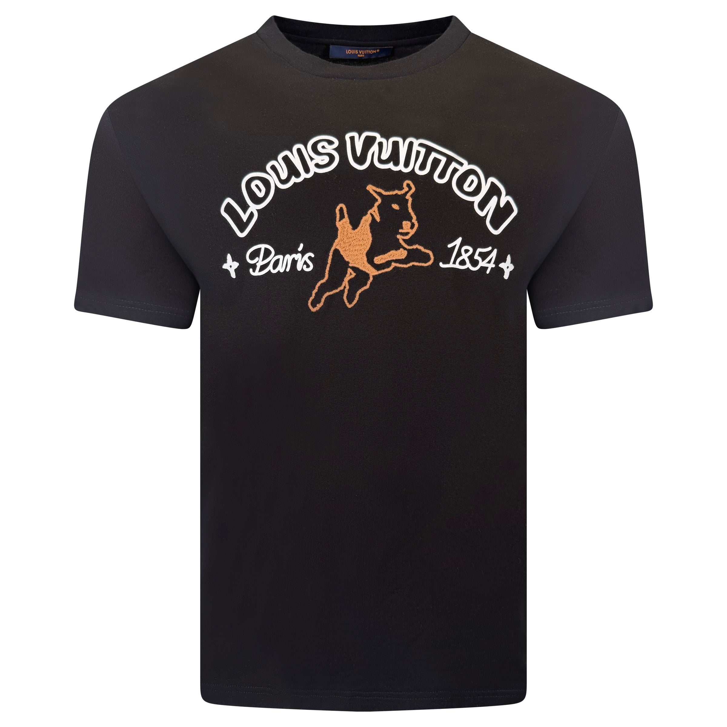 LOUIS VUITTON BLACK LOGO T SHIRT - MEDIUM | PRE OWNED - Affluent ArchivesUsed HIGH END DESIGNER CLOTHING