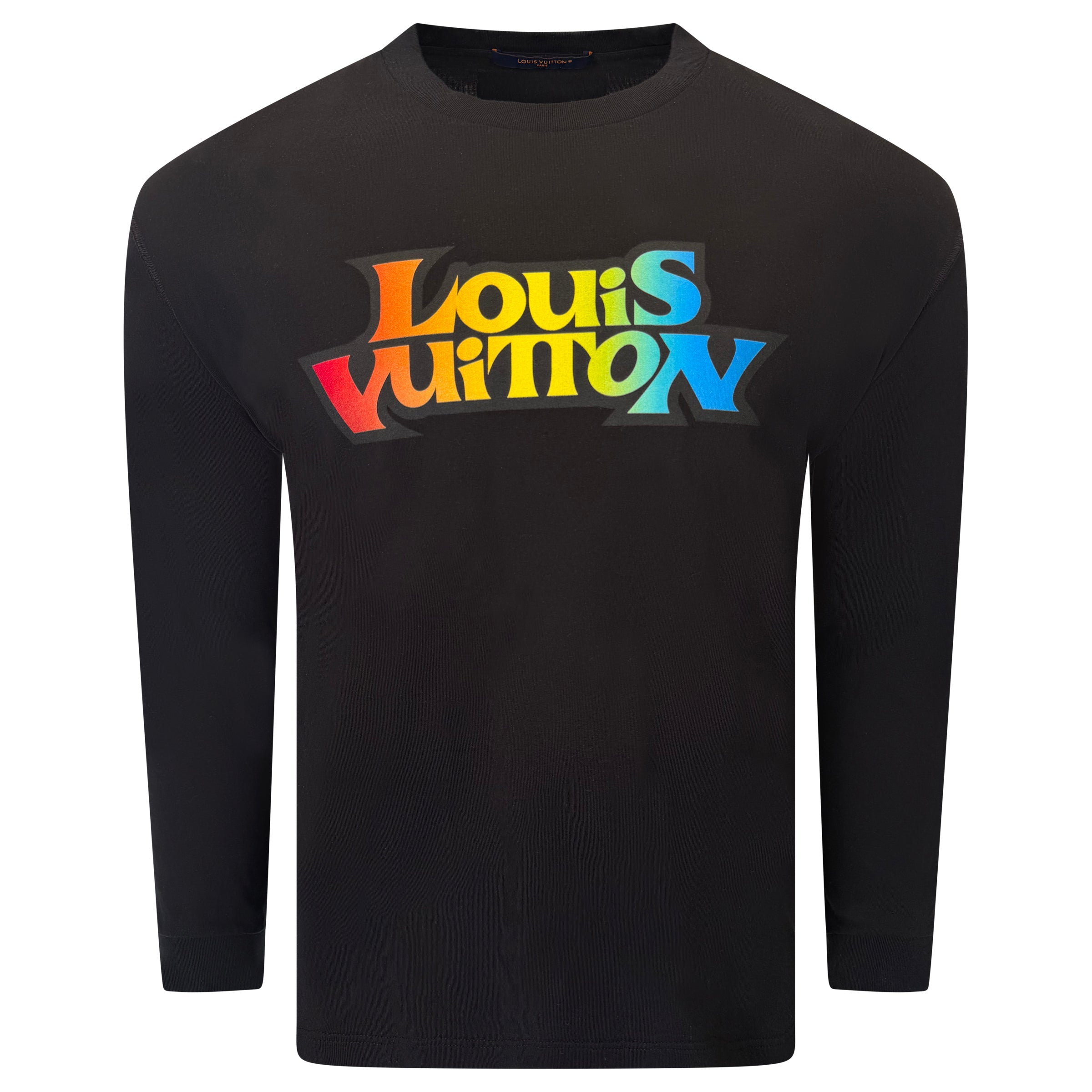 LOUIS VUITTON BLACK LOGO T SHIRT - MEDIUM | PRE OWNED - Affluent ArchivesUsed HIGH END DESIGNER CLOTHING