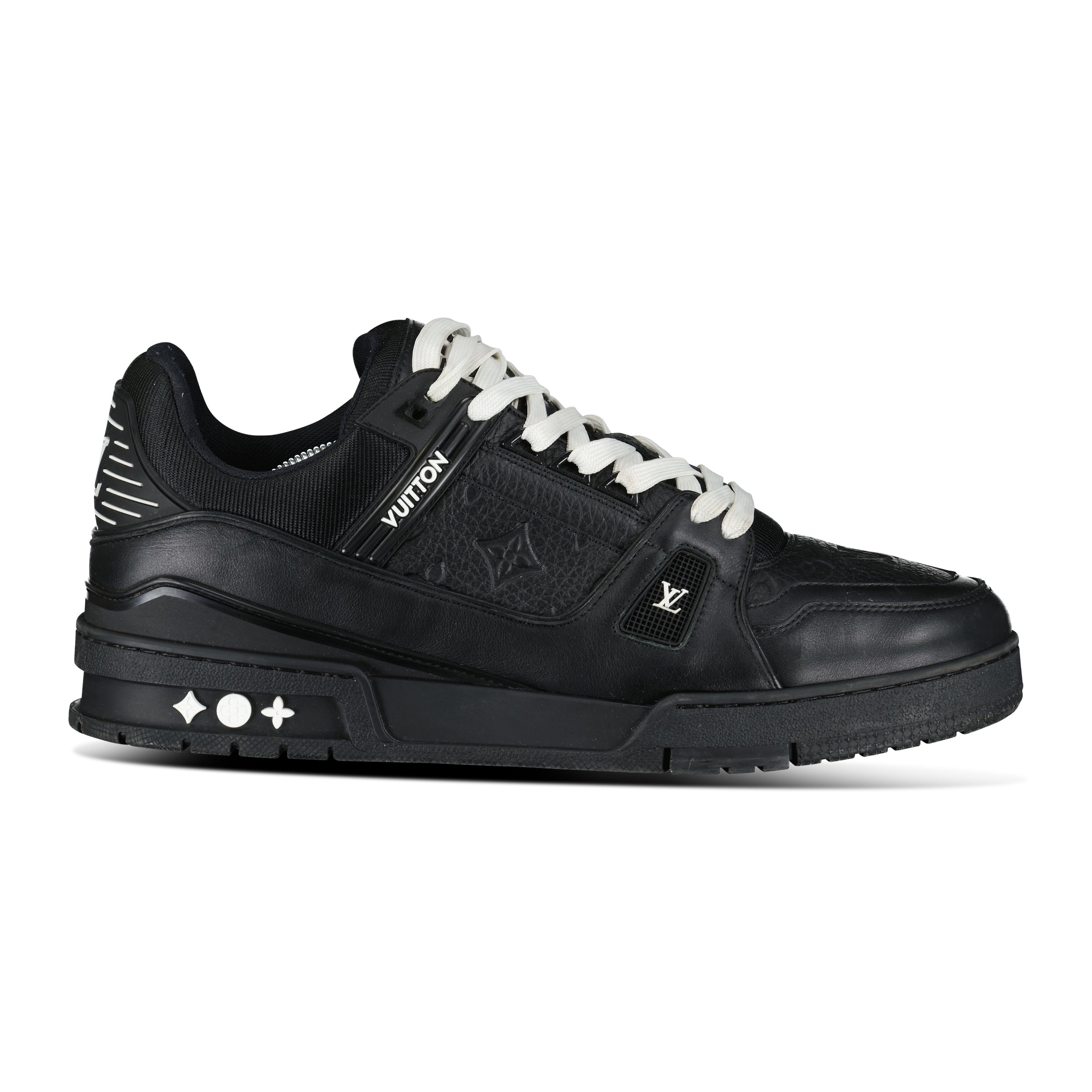 LOUIS VUITTON BLACK LV TRAINER - UK 10 (Fit 11) - Affluent ArchivesUsed HIGH END DESIGNER CLOTHING