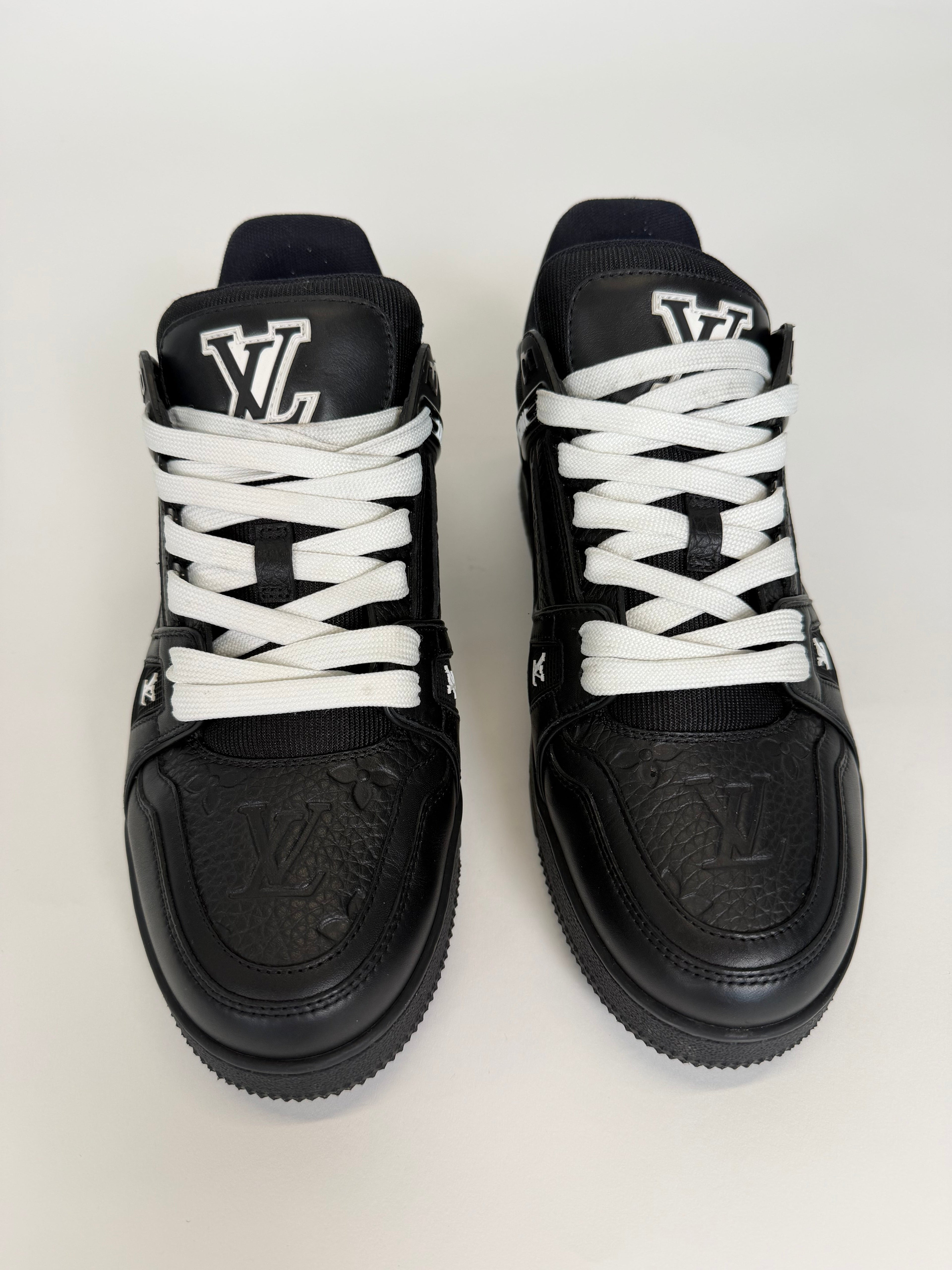 LOUIS VUITTON BLACK LV TRAINER - UK 7 (Fits 8) - Affluent ArchivesUsed HIGH END DESIGNER CLOTHING