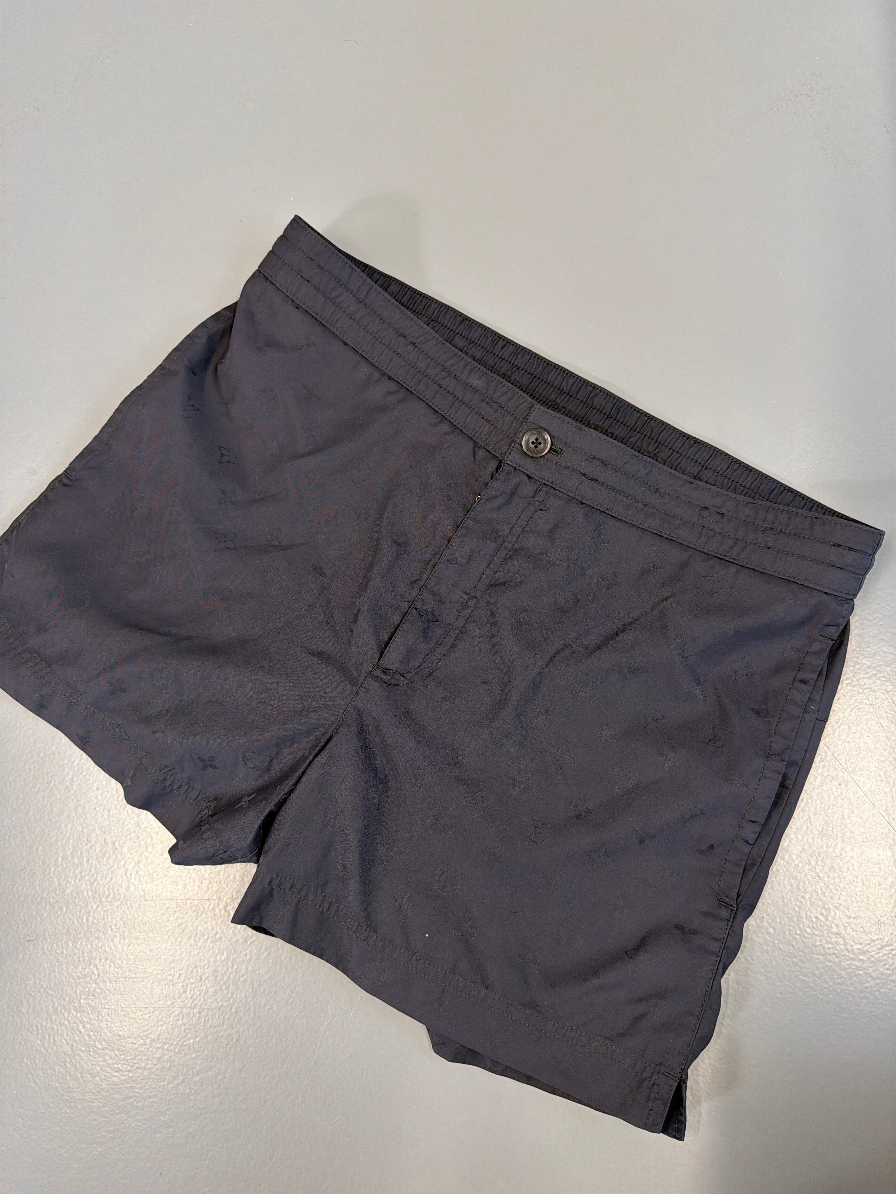 LOUIS VUITTON BLACK MONOGRAM SWIM SHORTS - MEDIUM - Affluent ArchivesUsed HIGH END DESIGNER CLOTHING