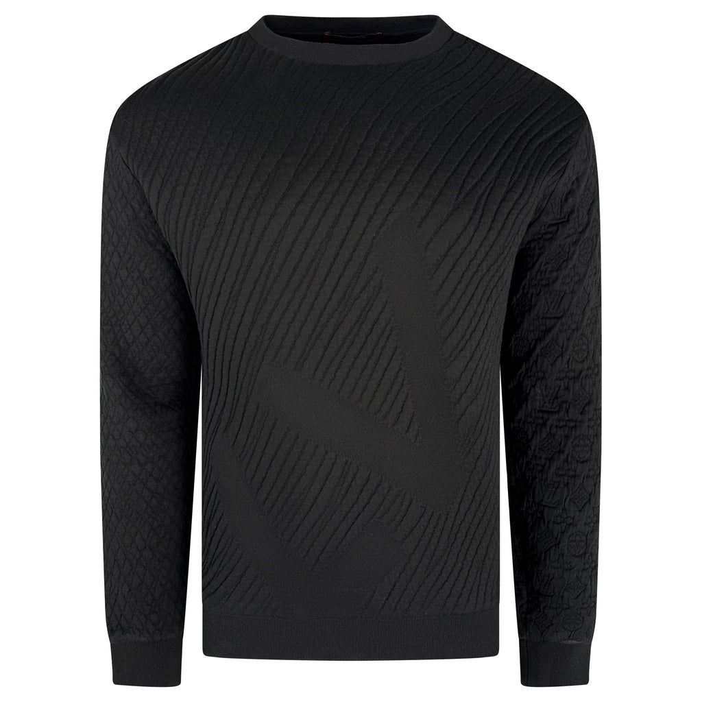 LOUIS VUITTON BLACK RIBBED MONOGRAM SWEATSHIRT - LARGE - Affluent ArchivesUsed HIGH END DESIGNER CLOTHING