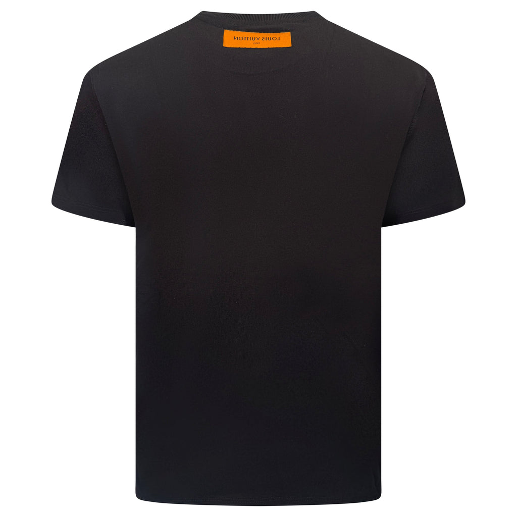 LOUIS VUITTON BLACK SCATTER LV LOGO T SHIRT - LARGE (Fits XL) | NEW - Affluent ArchivesUsed HIGH END DESIGNER CLOTHING