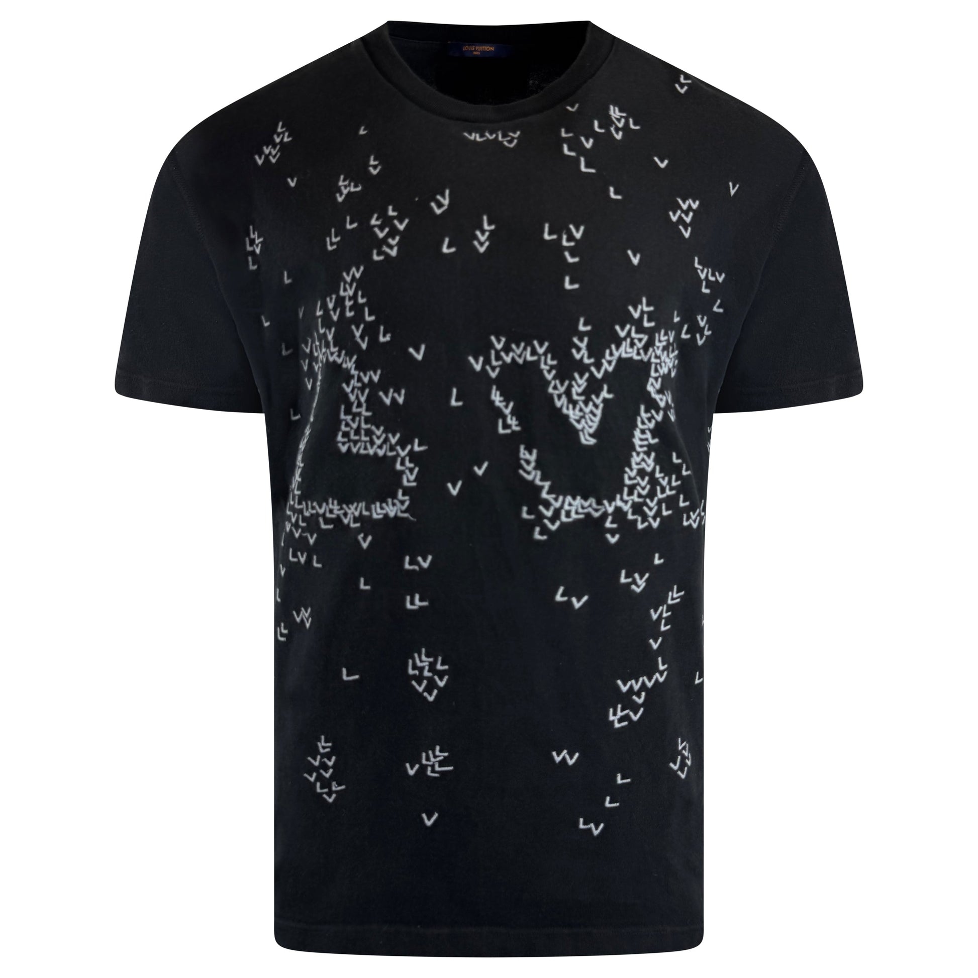 LOUIS VUITTON BLACK SCATTER LV LOGO T SHIRT - MEDIUM - Affluent ArchivesUsed HIGH END DESIGNER CLOTHING