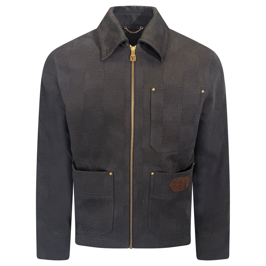 LOUIS VUITTON BLACK WORKER DAMIER JACKET - SMALL (Fits Medium) | PRE OWNED - Affluent ArchivesUsed HIGH END DESIGNER CLOTHING