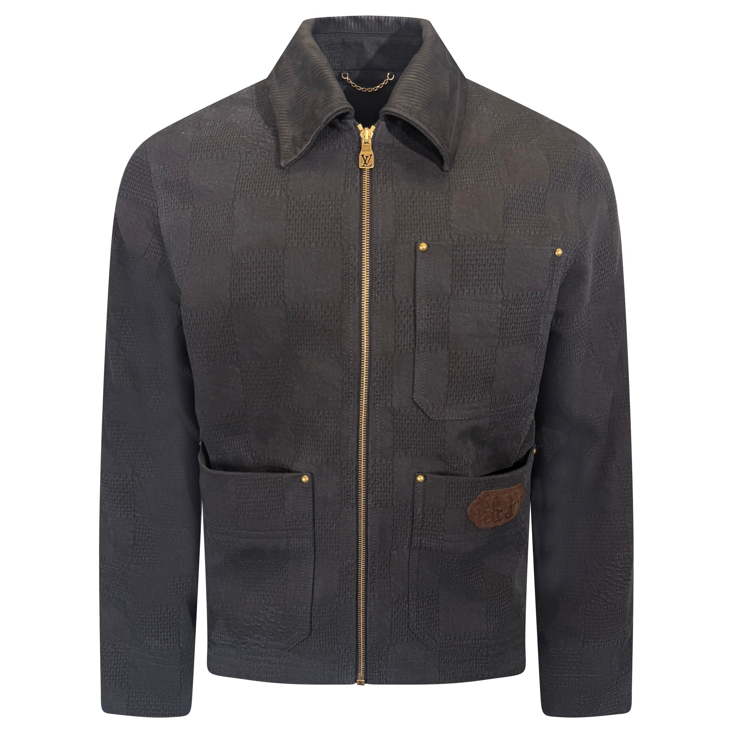 LOUIS VUITTON BLACK WORKER DAMIER JACKET - SMALL (Fits Medium) | PRE OWNED - Affluent ArchivesUsed HIGH END DESIGNER CLOTHING
