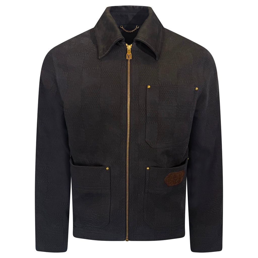 LOUIS VUITTON BLACK WORKER DAMIER JACKET - SMALL (Fits Medium) | PRE OWNED - Affluent ArchivesUsed HIGH END DESIGNER CLOTHING