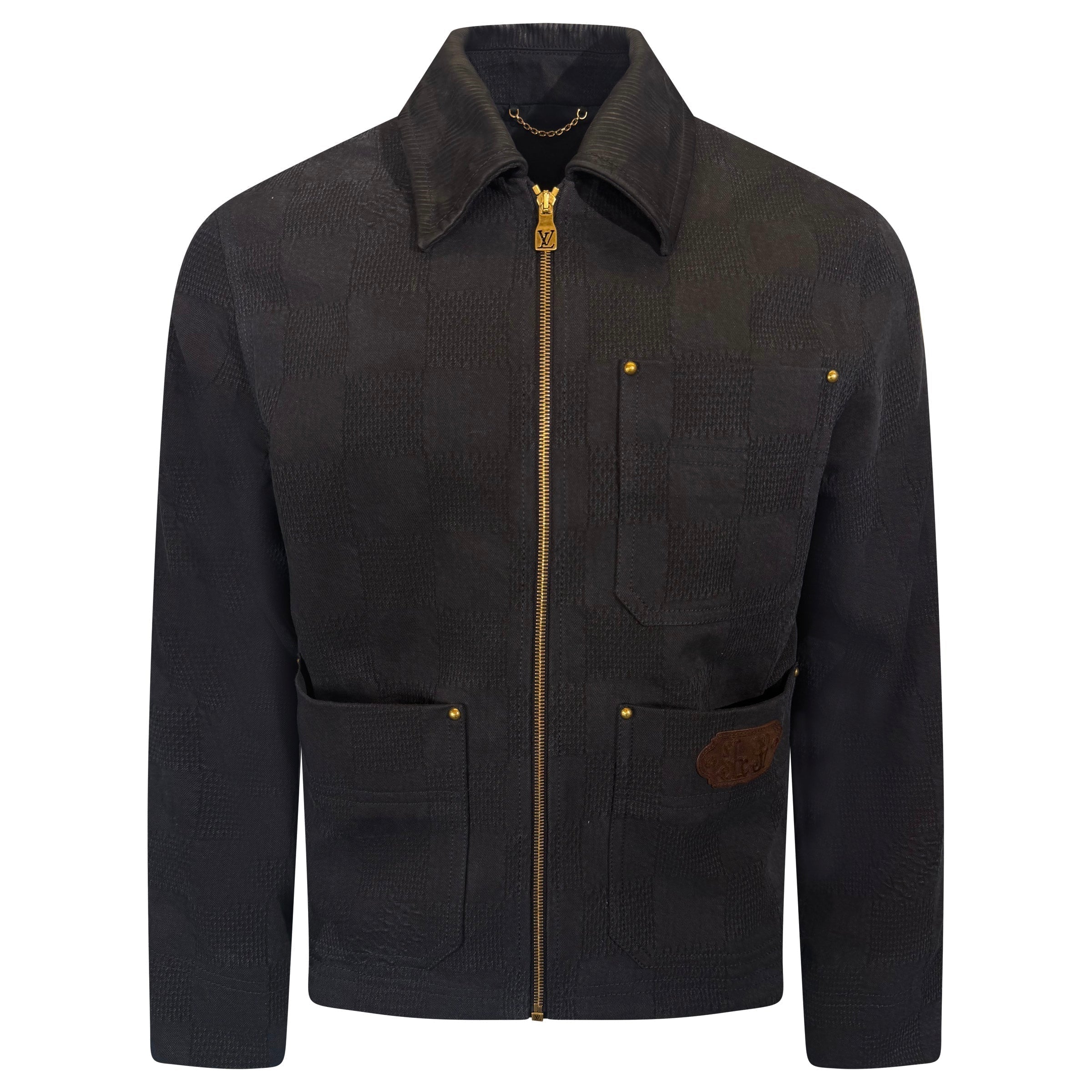LOUIS VUITTON BLACK WORKER DAMIER JACKET - SMALL (Fits Medium) | PRE OWNED - Affluent ArchivesUsed HIGH END DESIGNER CLOTHING