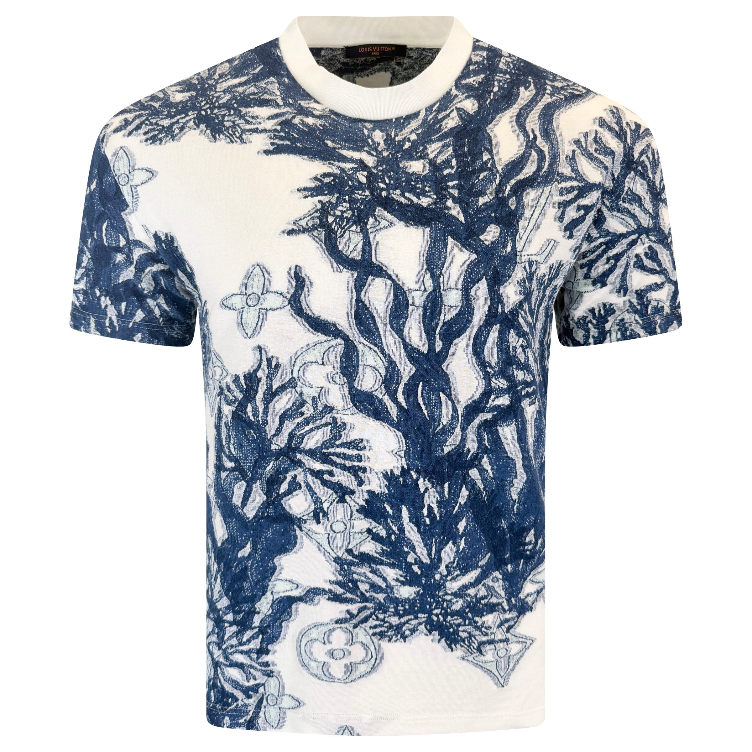 LOUIS VUITTON BLUE AQUAGARDEN MONOGRAM T SHIRT - LARGE (Fits Small) | PRE OWNED - Affluent ArchivesUsed HIGH END DESIGNER CLOTHING