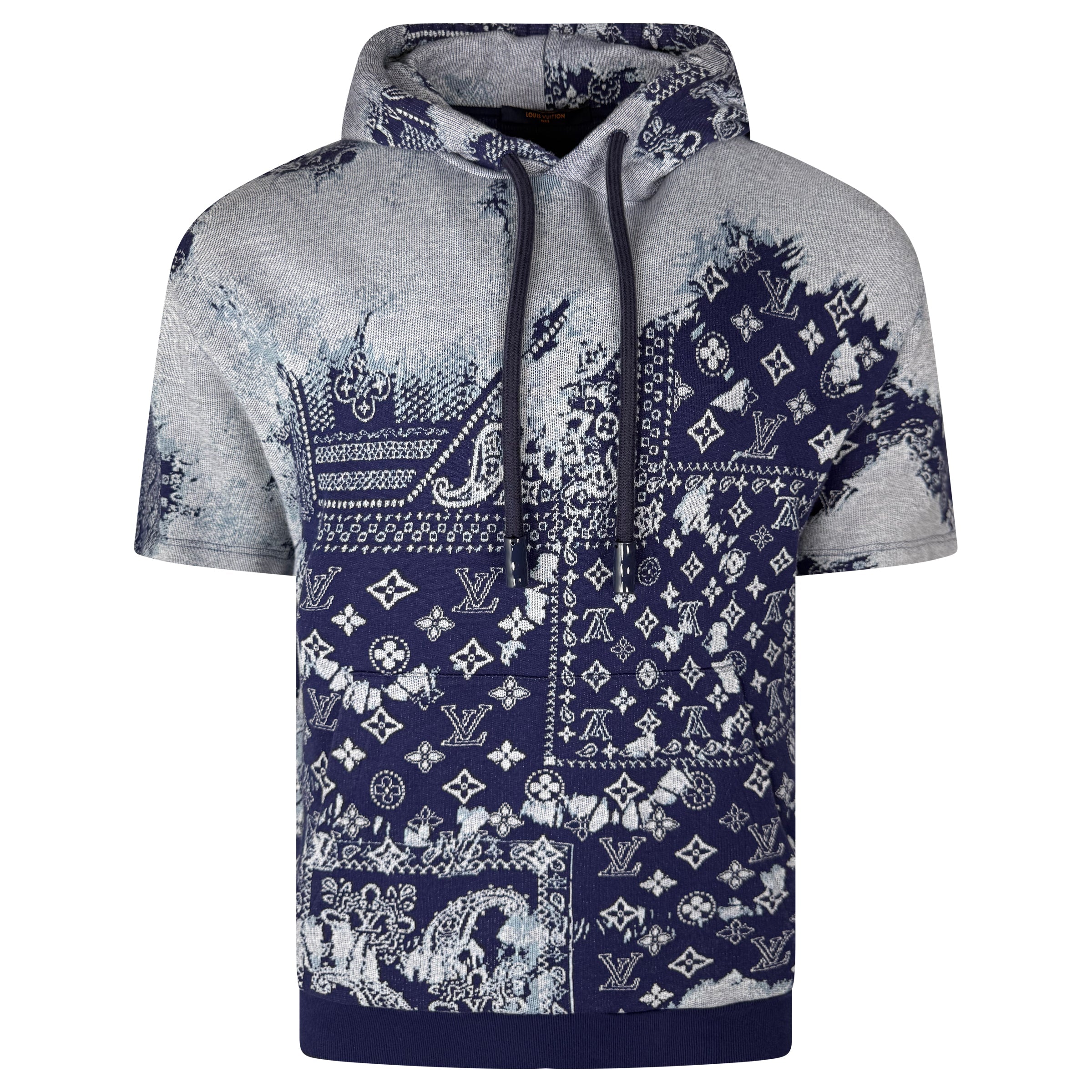 LOUIS VUITTON BLUE BANDANA HOODIE - MEDIUM (Fits M/L) - Affluent ArchivesUsed HIGH END DESIGNER CLOTHING