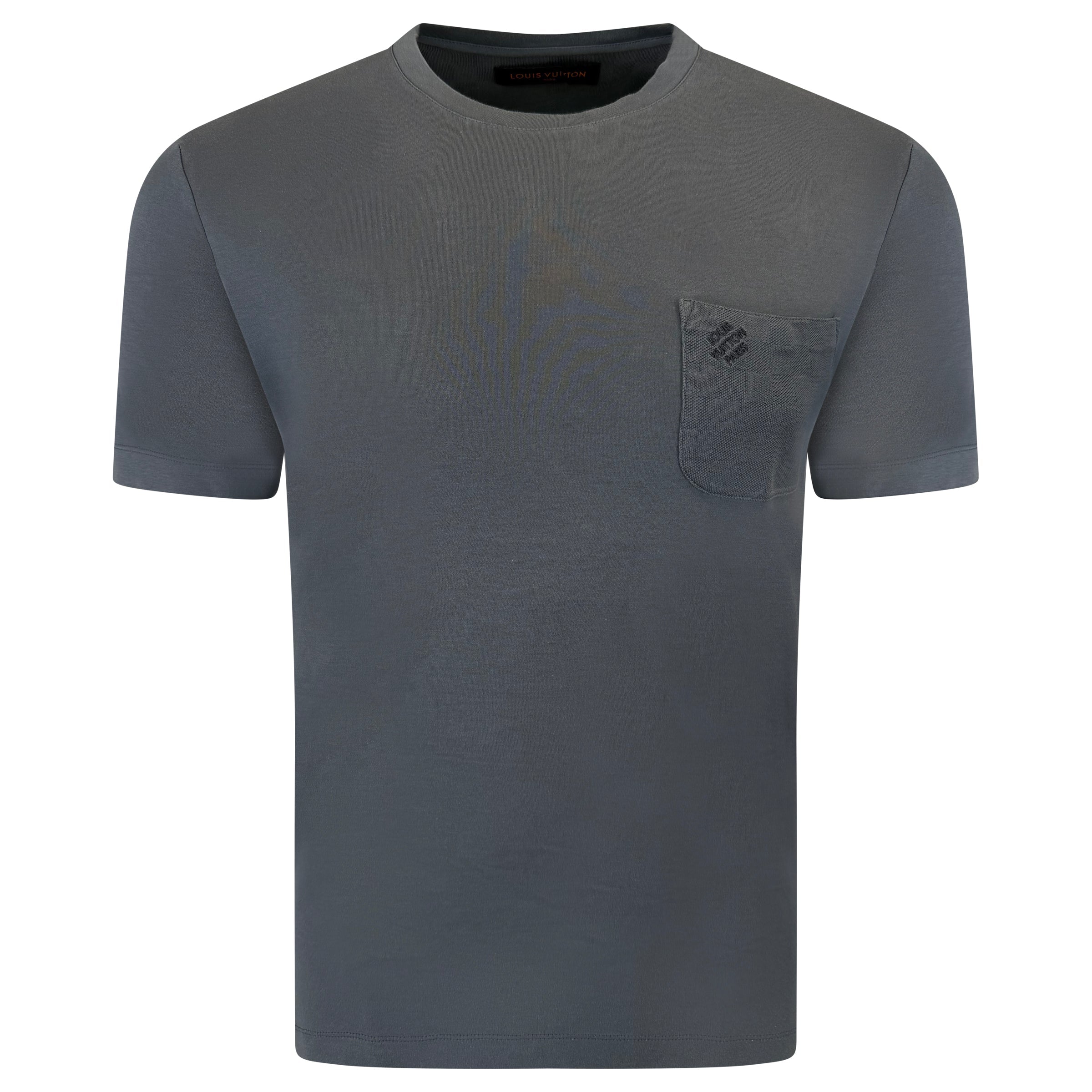 LOUIS VUITTON BLUE DAMIER POCKET T SHIRT - MEDIUM (Fits Small) | PRE OWNED - Affluent ArchivesUsed HIGH END DESIGNER CLOTHING