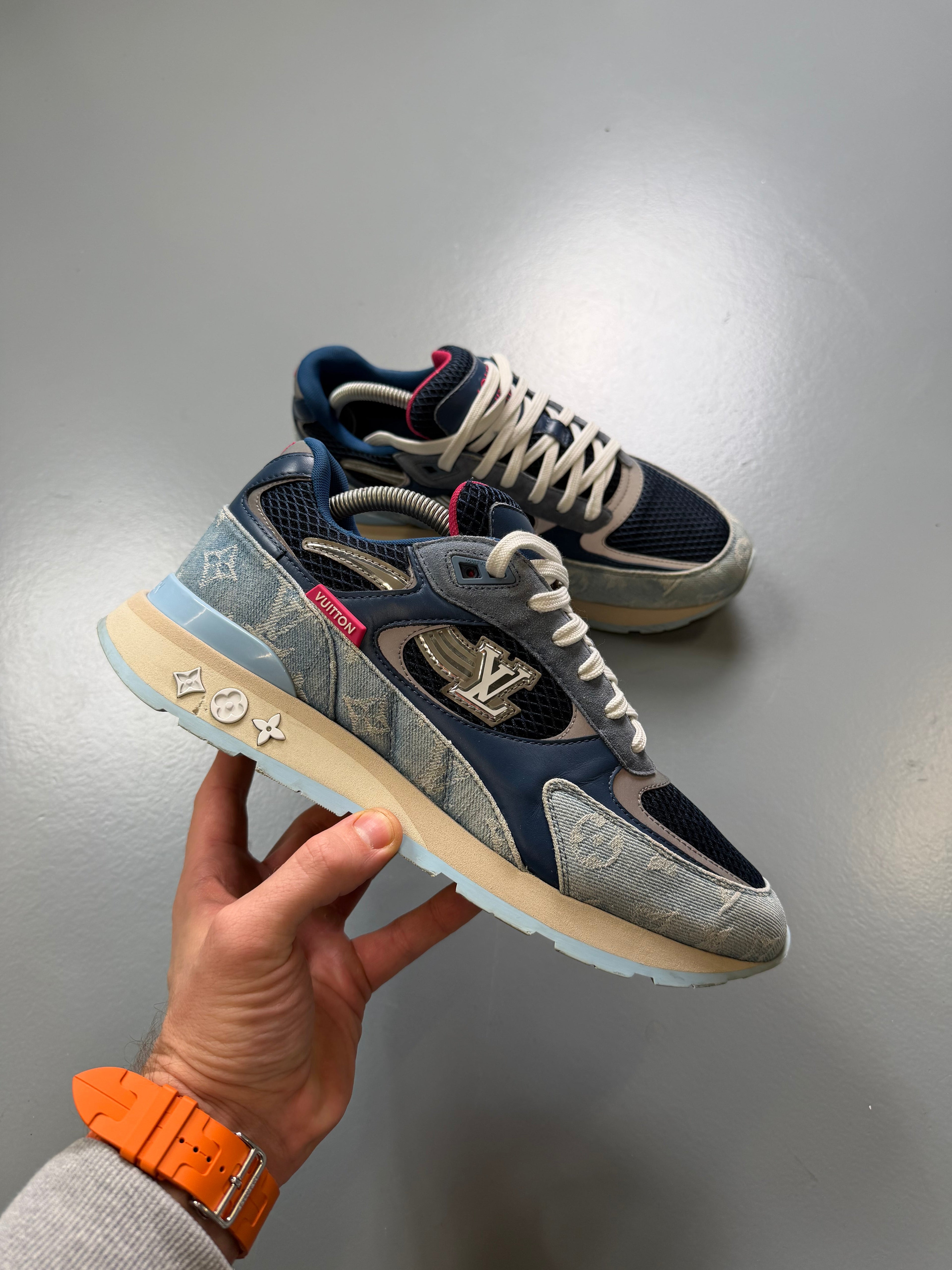 LOUIS VUITTON BLUE DENIM RUNAWAY TRAINER - UK 7.5 (Fits 8.5) - Affluent ArchivesUsed HIGH END DESIGNER CLOTHING