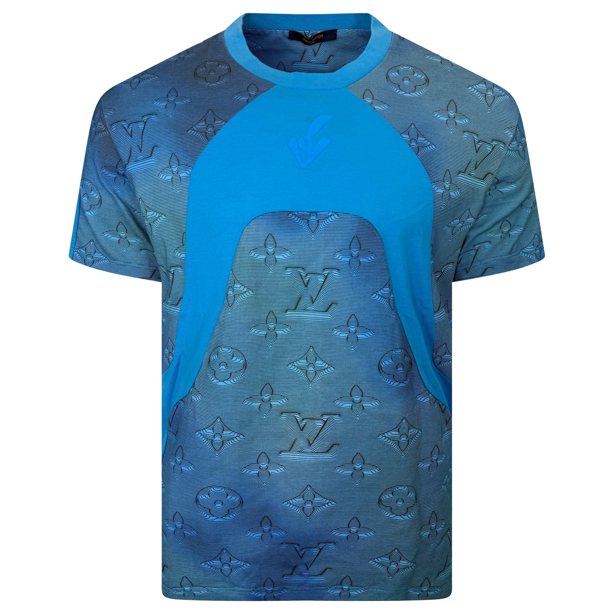 LOUIS VUITTON BLUE ILLUSION T SHIRT - XL - Affluent ArchivesUsed HIGH END DESIGNER CLOTHING