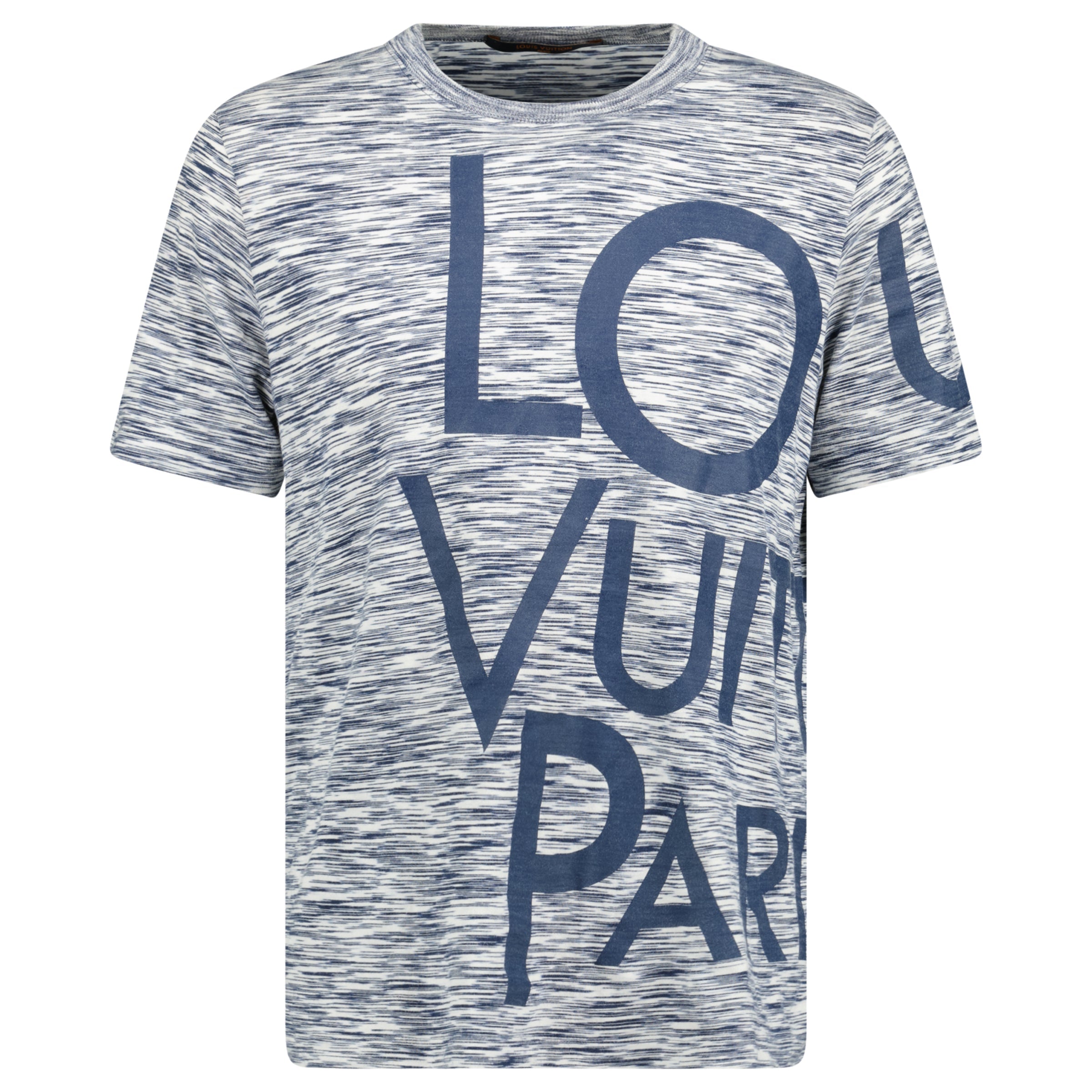 LOUIS VUITTON BLUE LOGO T SHIRT - LARGE (Fits M) - Affluent ArchivesUsed HIGH END DESIGNER CLOTHING