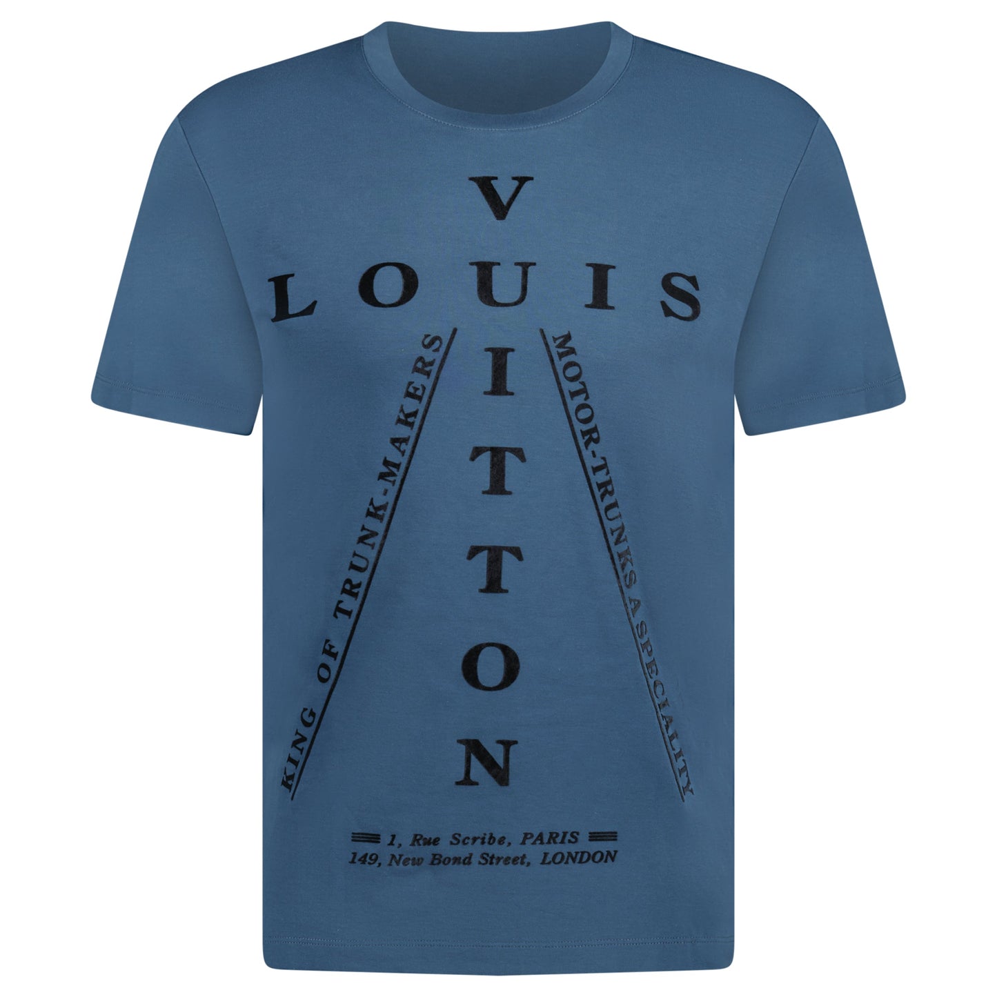 LOUIS VUITTON BLUE LOGO T SHIRT - MEDIUM (Fits S) - Affluent ArchivesUsed HIGH END DESIGNER CLOTHING