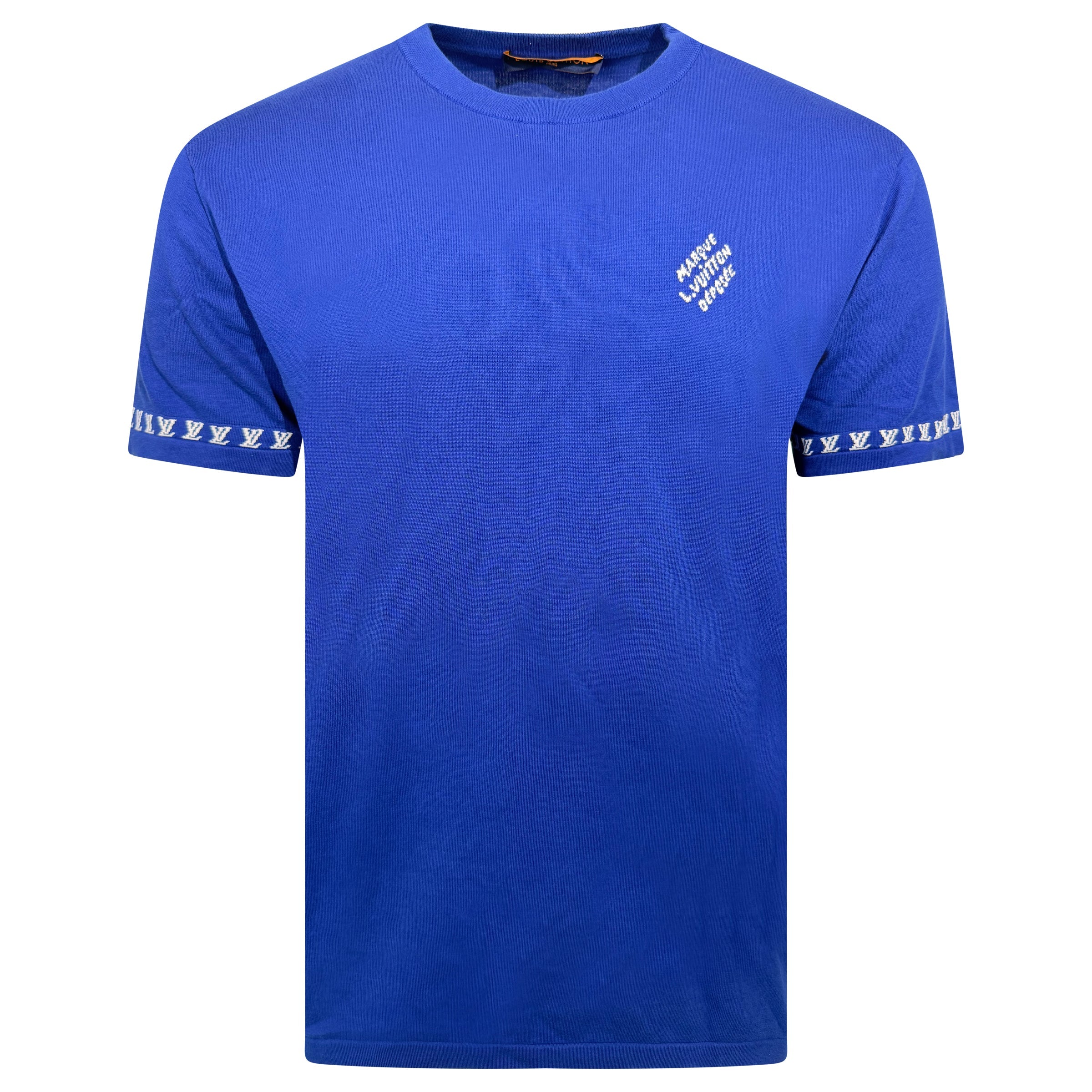 LOUIS VUITTON BLUE MARQUE DEPOSEE T SHIRT - LARGE | PRE OWNED - Affluent ArchivesUsed HIGH END DESIGNER CLOTHING