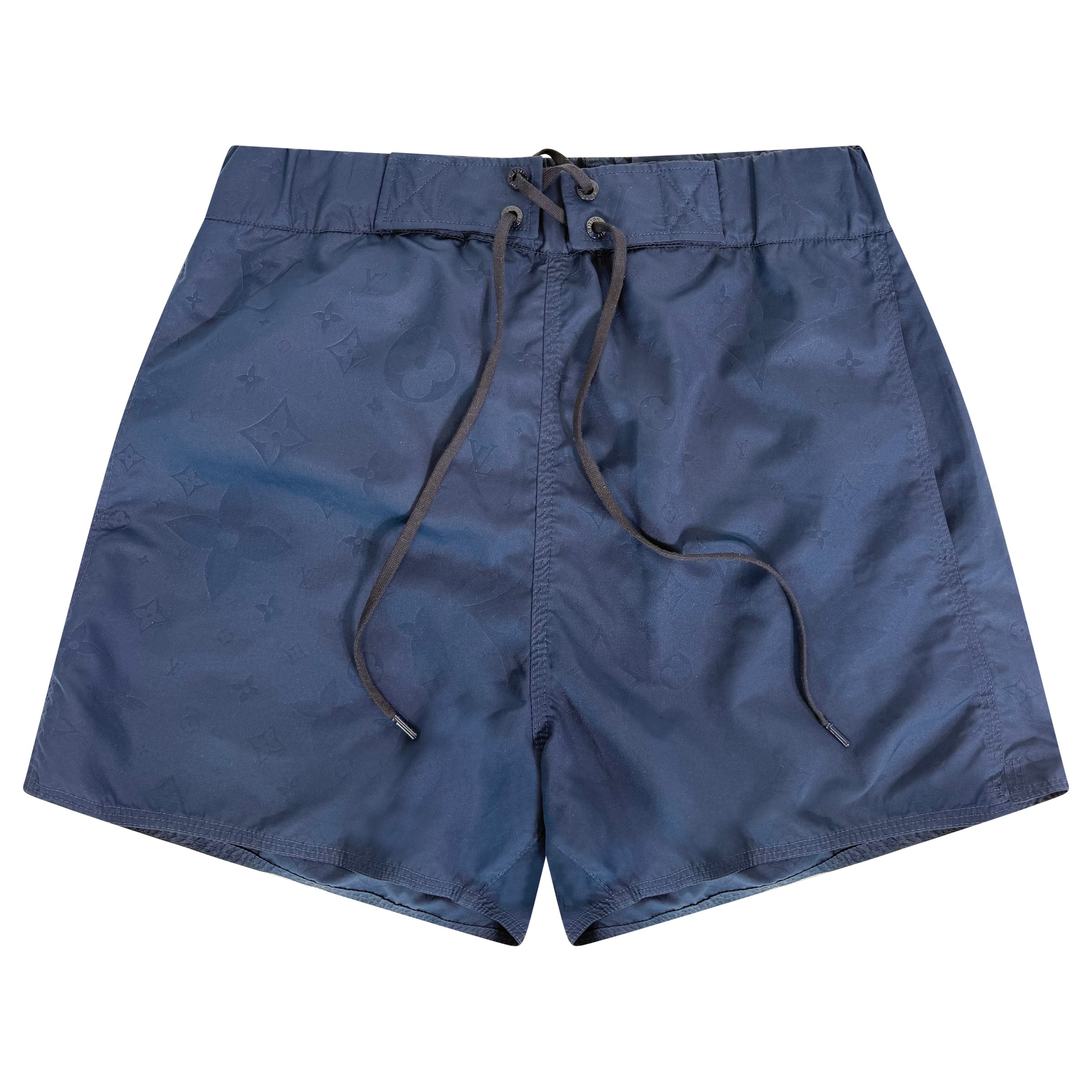 LOUIS VUITTON BLUE MONOGRAM SWIM SHORTS - MEDIUM | PRE OWNED - Affluent ArchivesUsed HIGH END DESIGNER CLOTHING