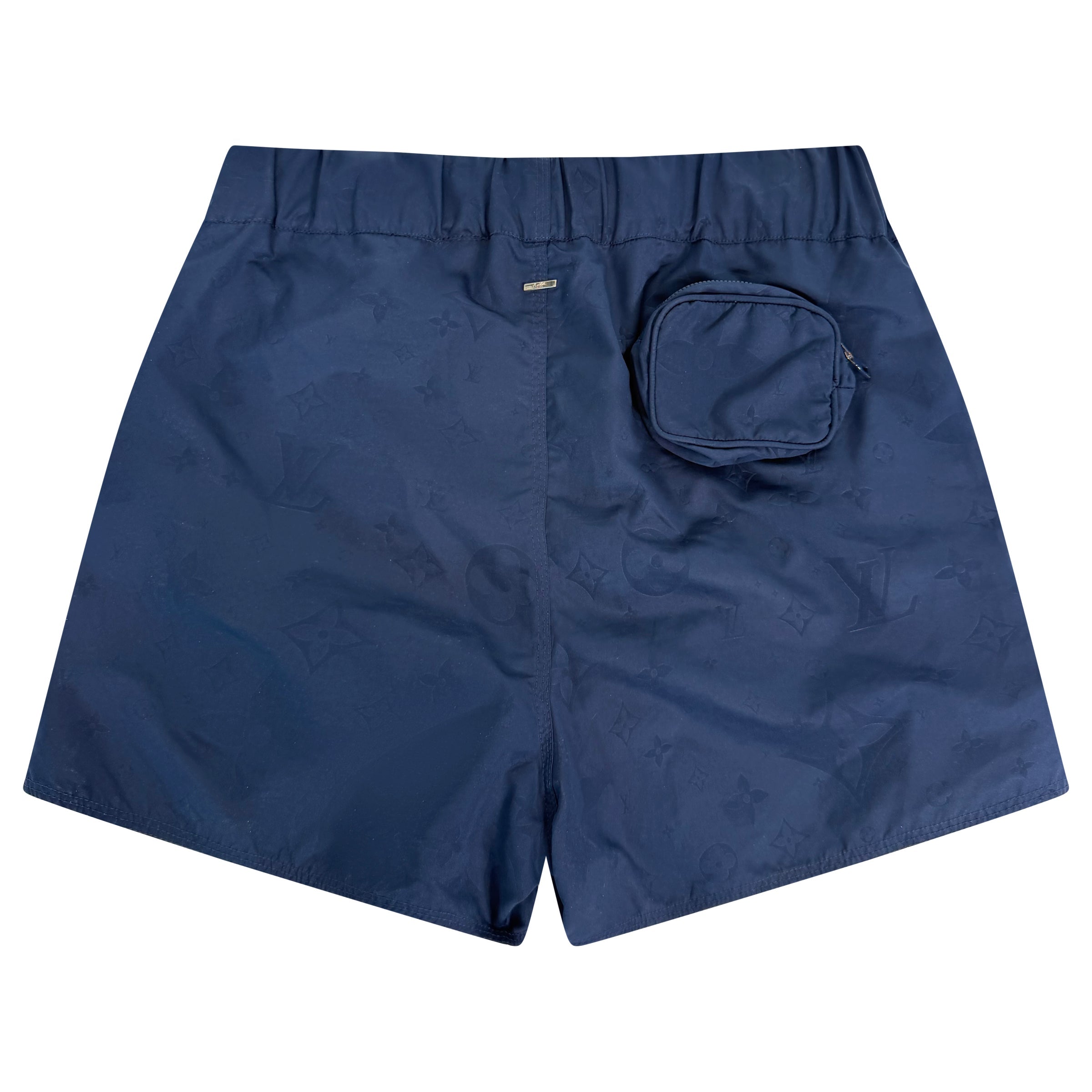 LOUIS VUITTON BLUE MONOGRAM SWIM SHORTS - MEDIUM | PRE OWNED - Affluent ArchivesUsed HIGH END DESIGNER CLOTHING