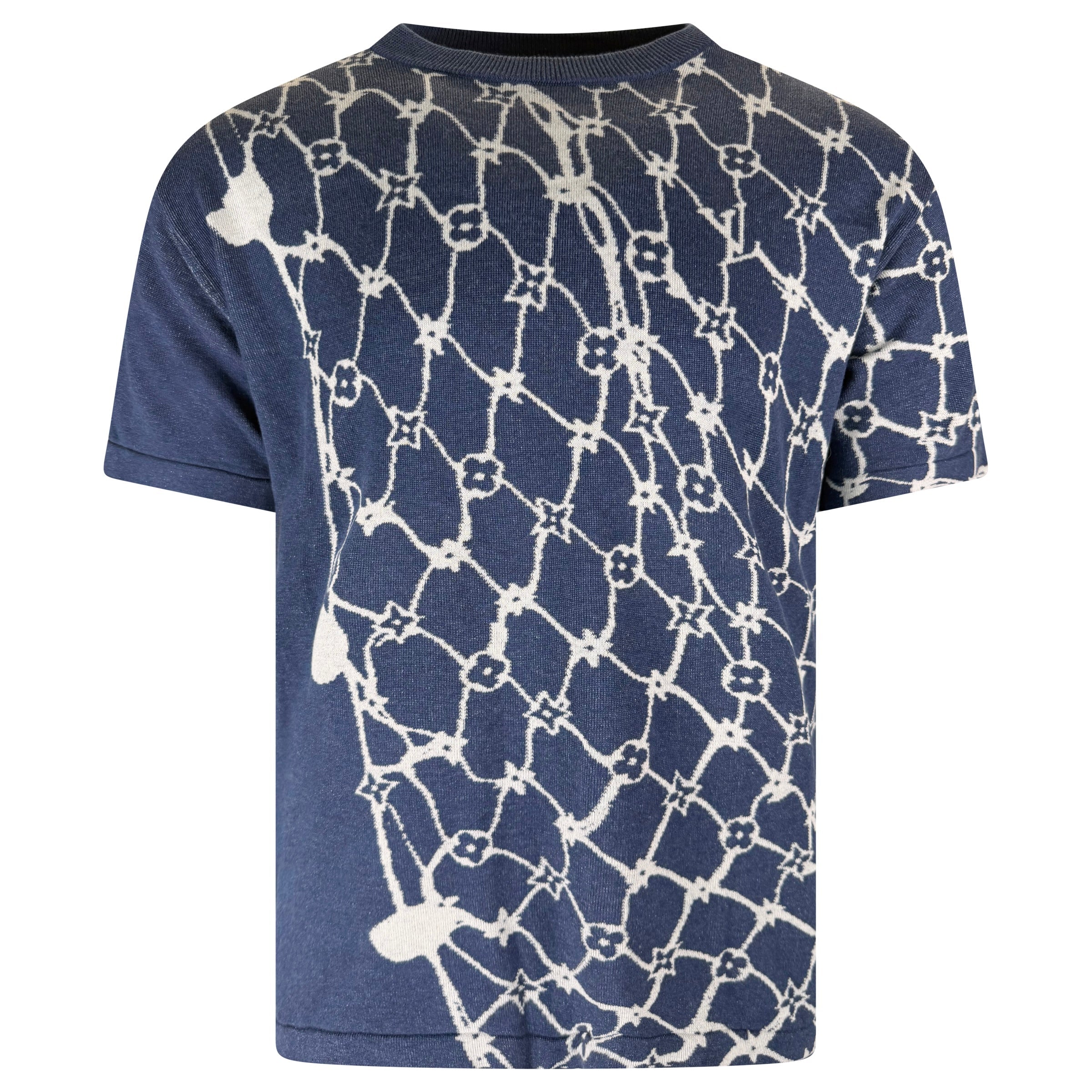 LOUIS VUITTON BLUE MONOGRAM T SHIRT - MEDIUM (Fits Large) || PRE OWNED - Affluent ArchivesUsed HIGH END DESIGNER CLOTHING