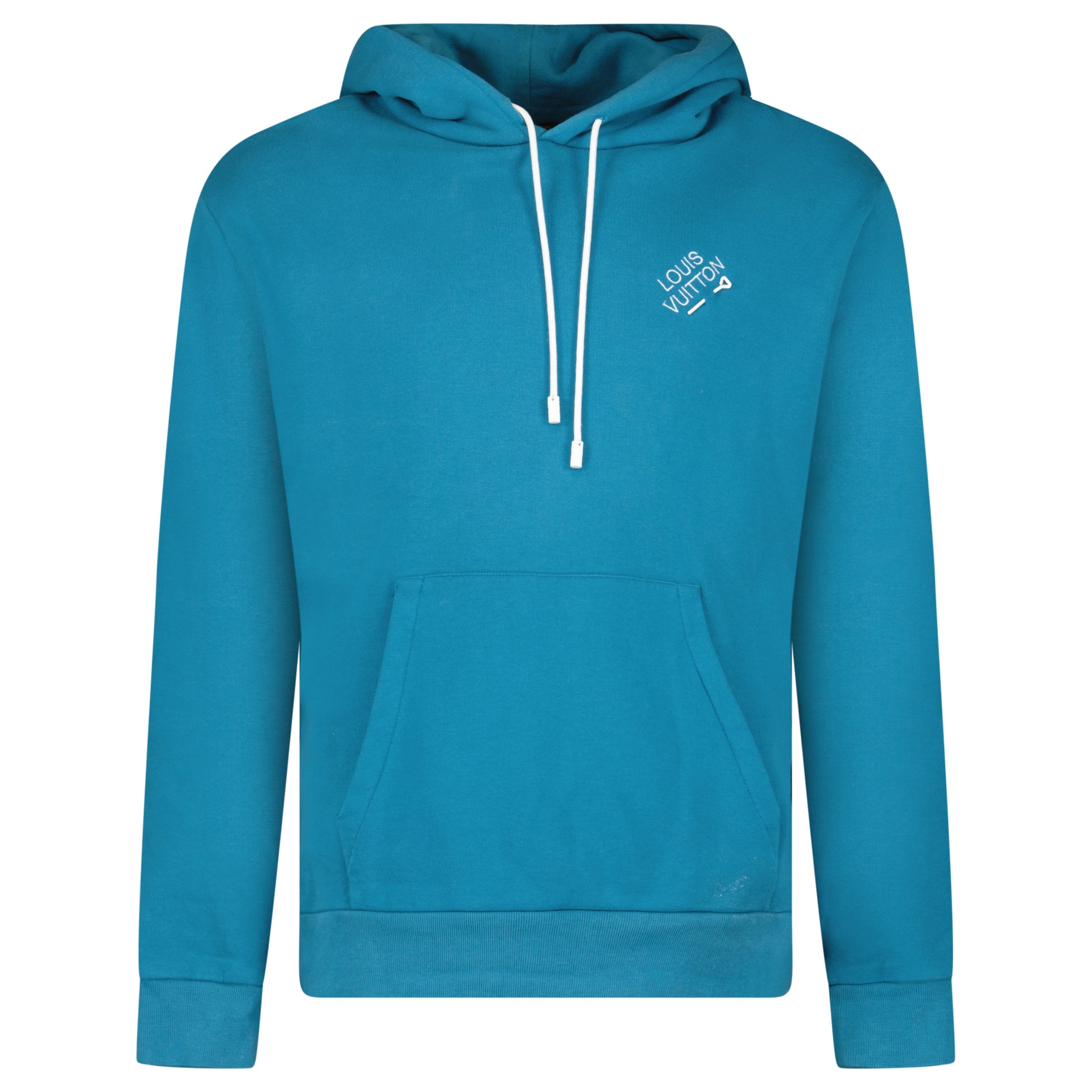 LOUIS VUITTON BLUE SIGNATURE HOODIE - XL | PRE OWNED - Affluent ArchivesUsed HIGH END DESIGNER CLOTHING