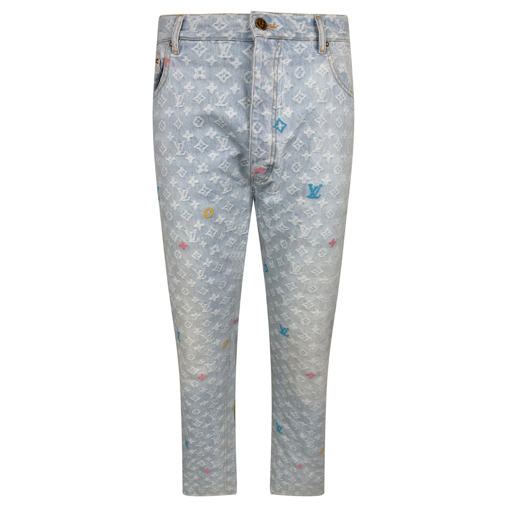 LOUIS VUITTON BLUE TYLER THE CREATOR MONOGRAM JEANS - 36W / 32L - Affluent ArchivesUsed HIGH END DESIGNER CLOTHING