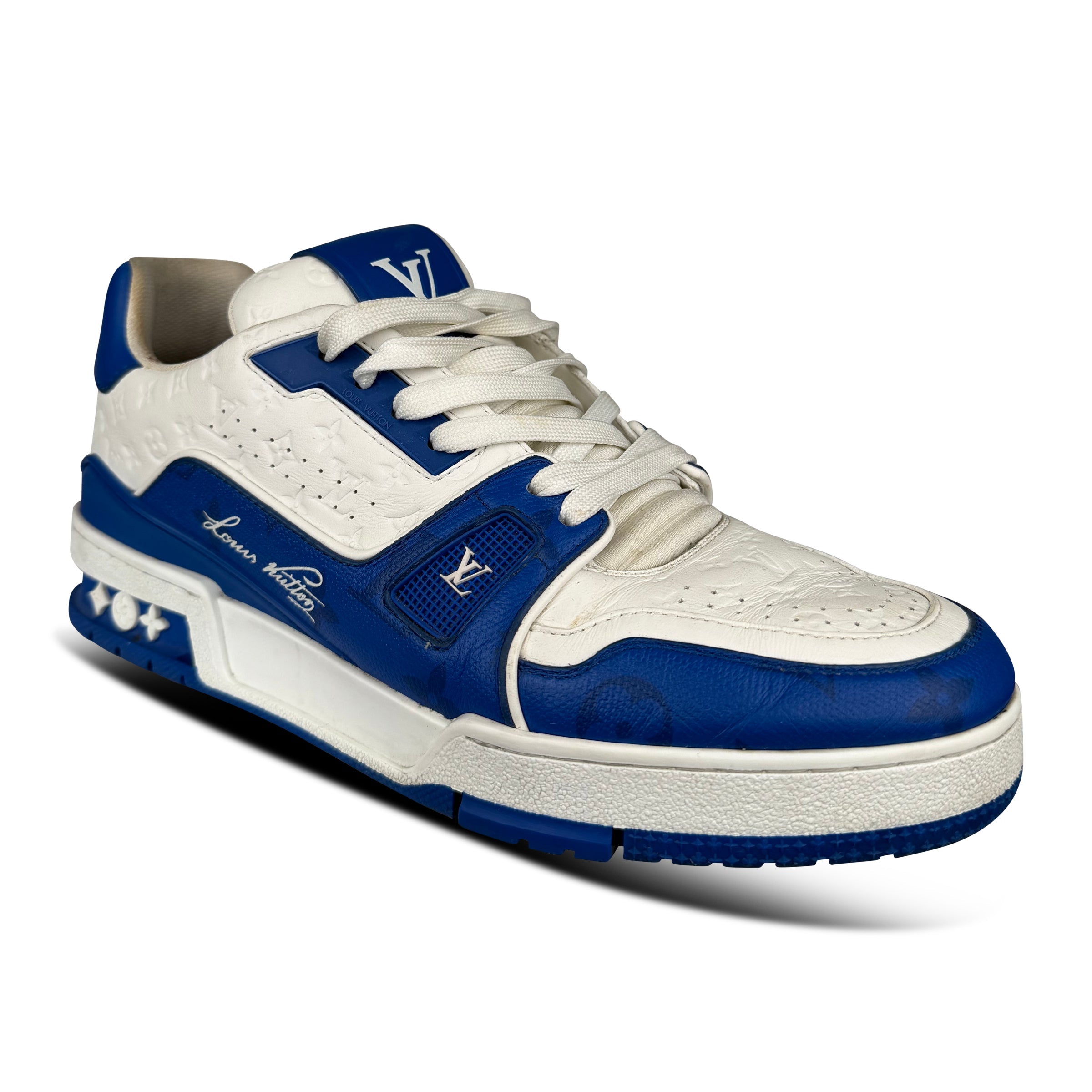 LOUIS VUITTON BLUE / WHITE LV '54' SNEAKER - UK 6 (Fit 7) - Affluent ArchivesUsed HIGH END DESIGNER CLOTHING