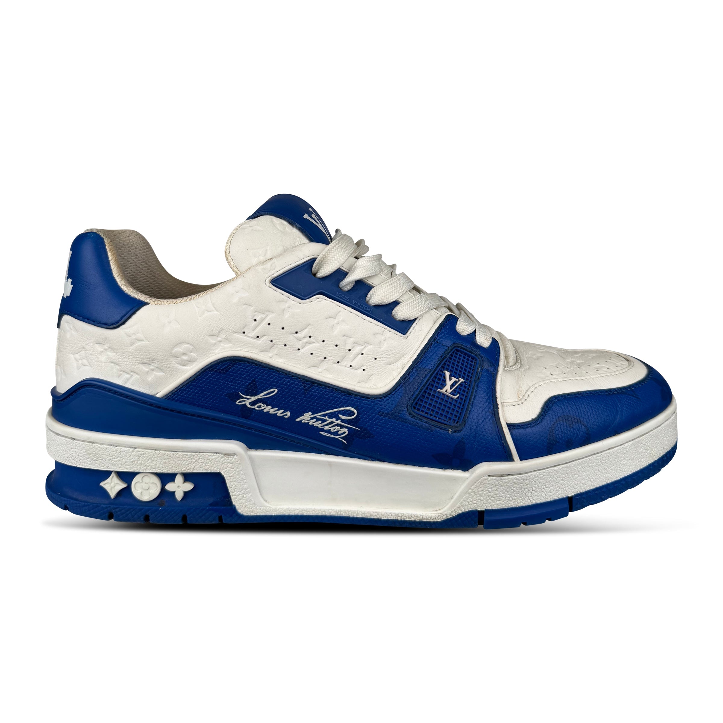 LOUIS VUITTON BLUE / WHITE LV '54' SNEAKER - UK 6 (Fit 7) - Affluent ArchivesUsed HIGH END DESIGNER CLOTHING