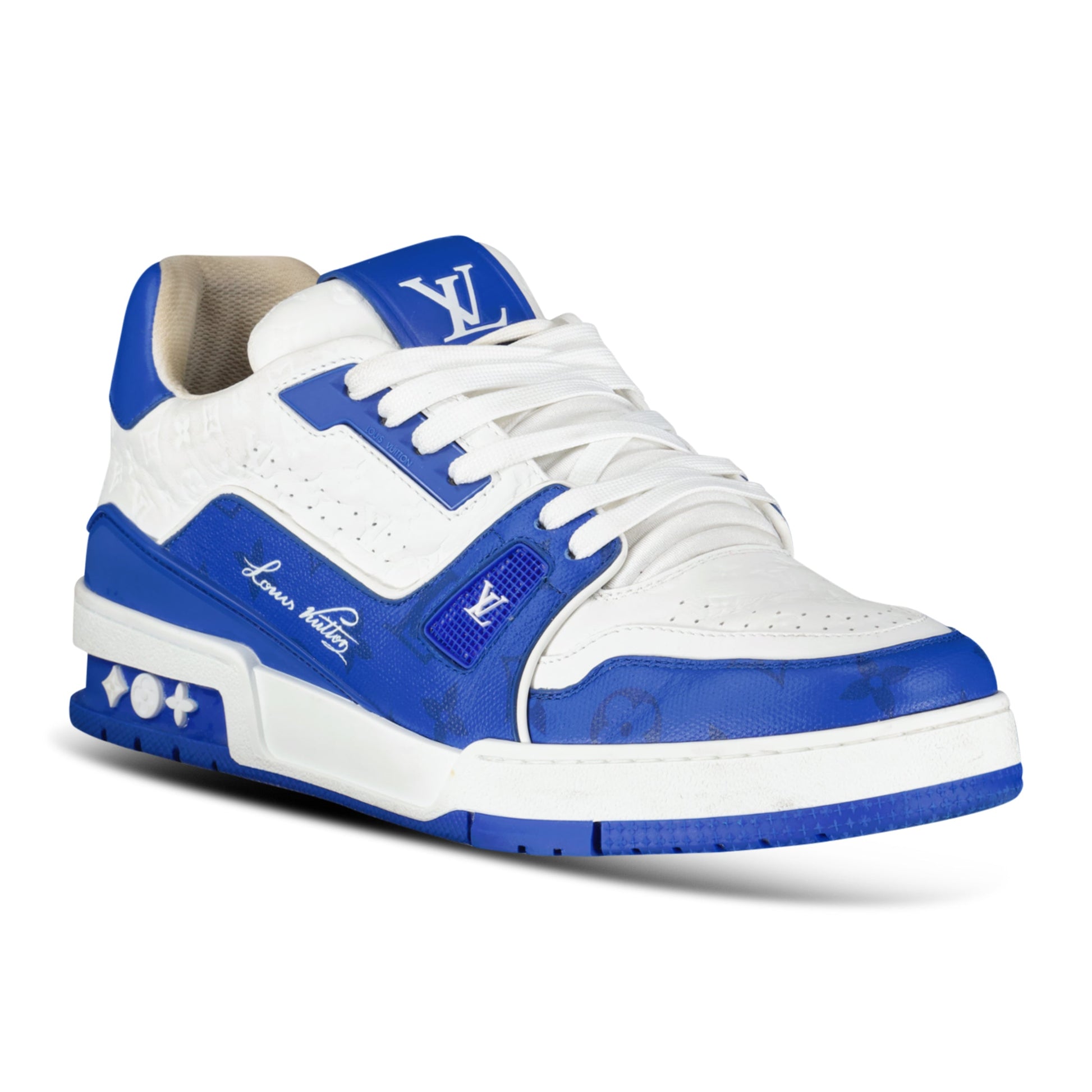 LOUIS VUITTON BLUE / WHITE LV '54' SNEAKER - UK 8 (Fit 9) - Affluent ArchivesUsed HIGH END DESIGNER CLOTHING