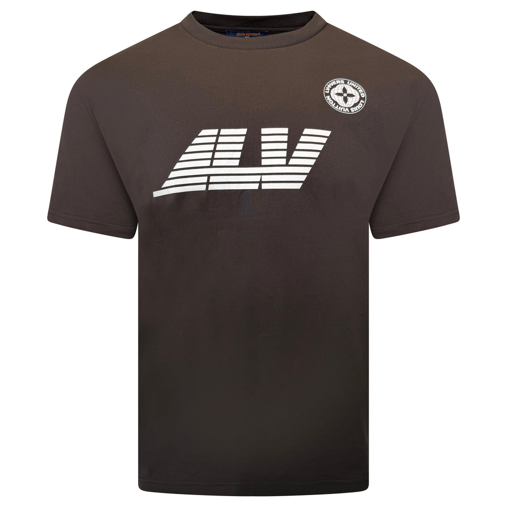 LOUIS VUITTON BROWN LV LOGO T SHIRT - LARGE | PRE OWNED - Affluent ArchivesUsed HIGH END DESIGNER CLOTHING