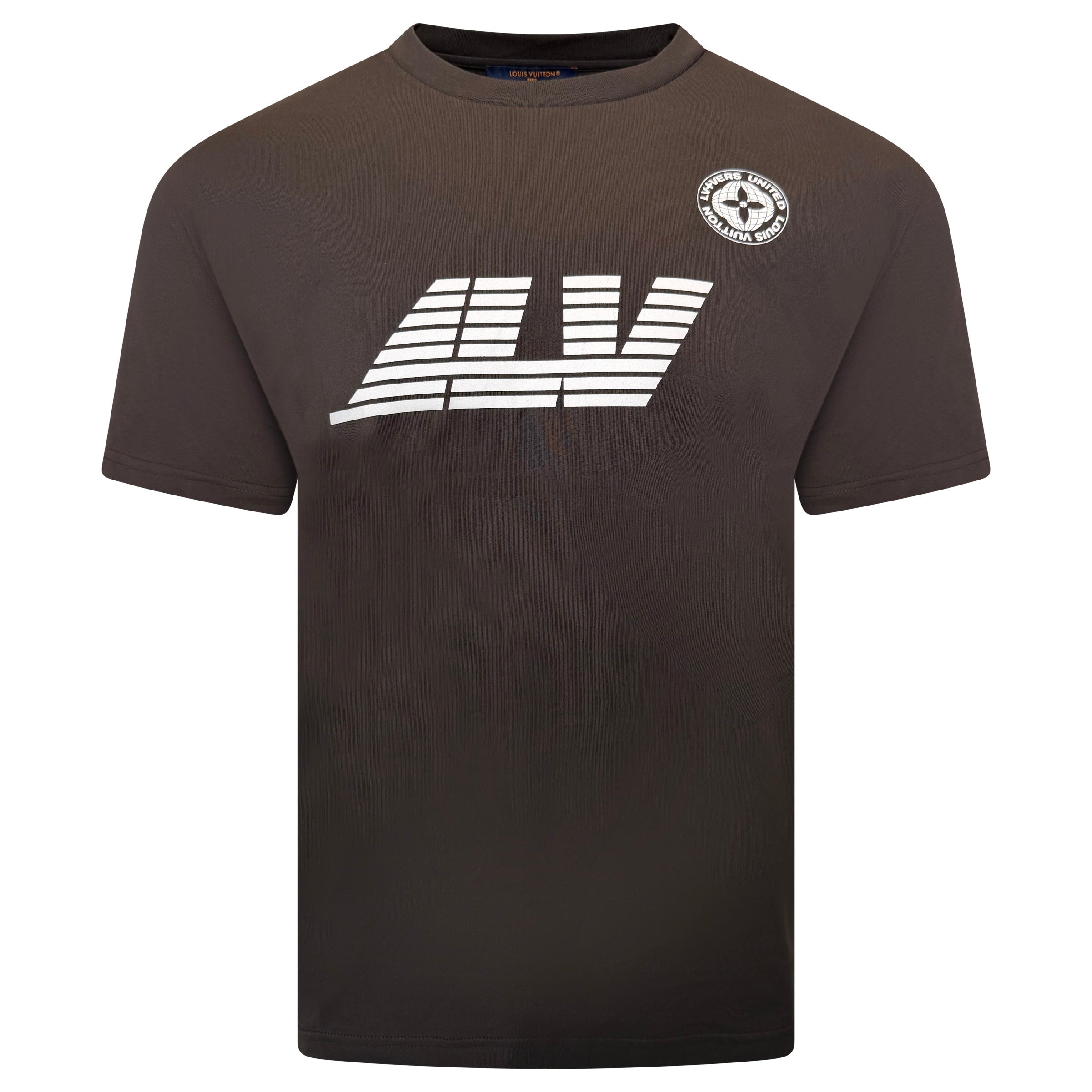 LOUIS VUITTON BROWN LV LOGO T SHIRT - LARGE | PRE OWNED - Affluent ArchivesUsed HIGH END DESIGNER CLOTHING