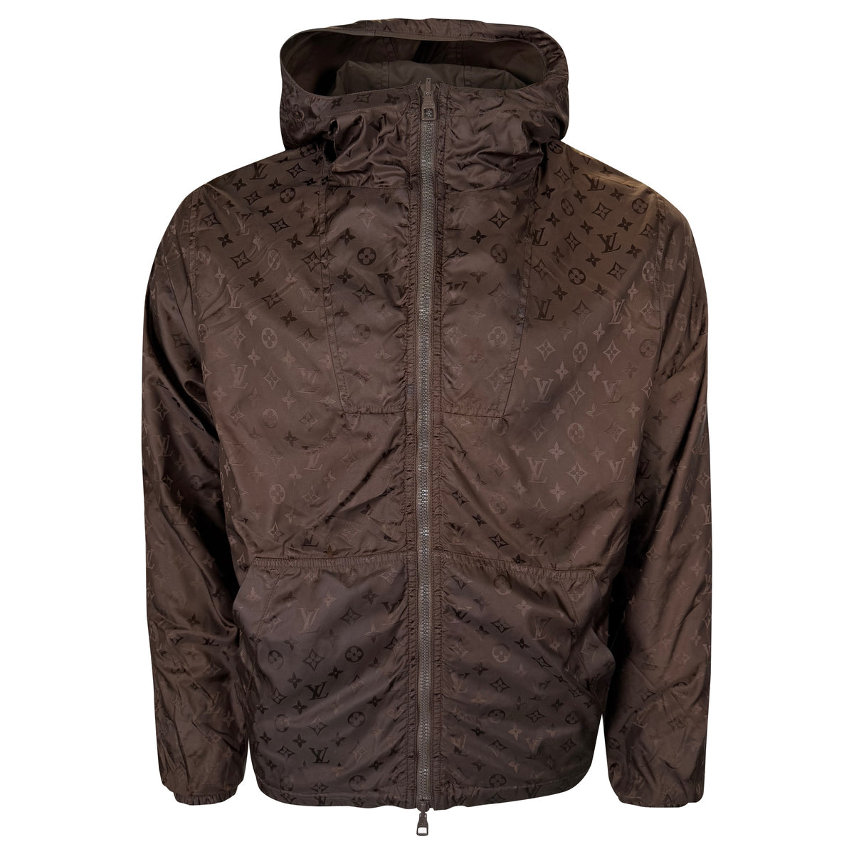LOUIS VUITTON BROWN MONOGRAM REVERSIBLE JACKET - LARGE (50) | PRE OWNED - Affluent ArchivesUsed HIGH END DESIGNER CLOTHING