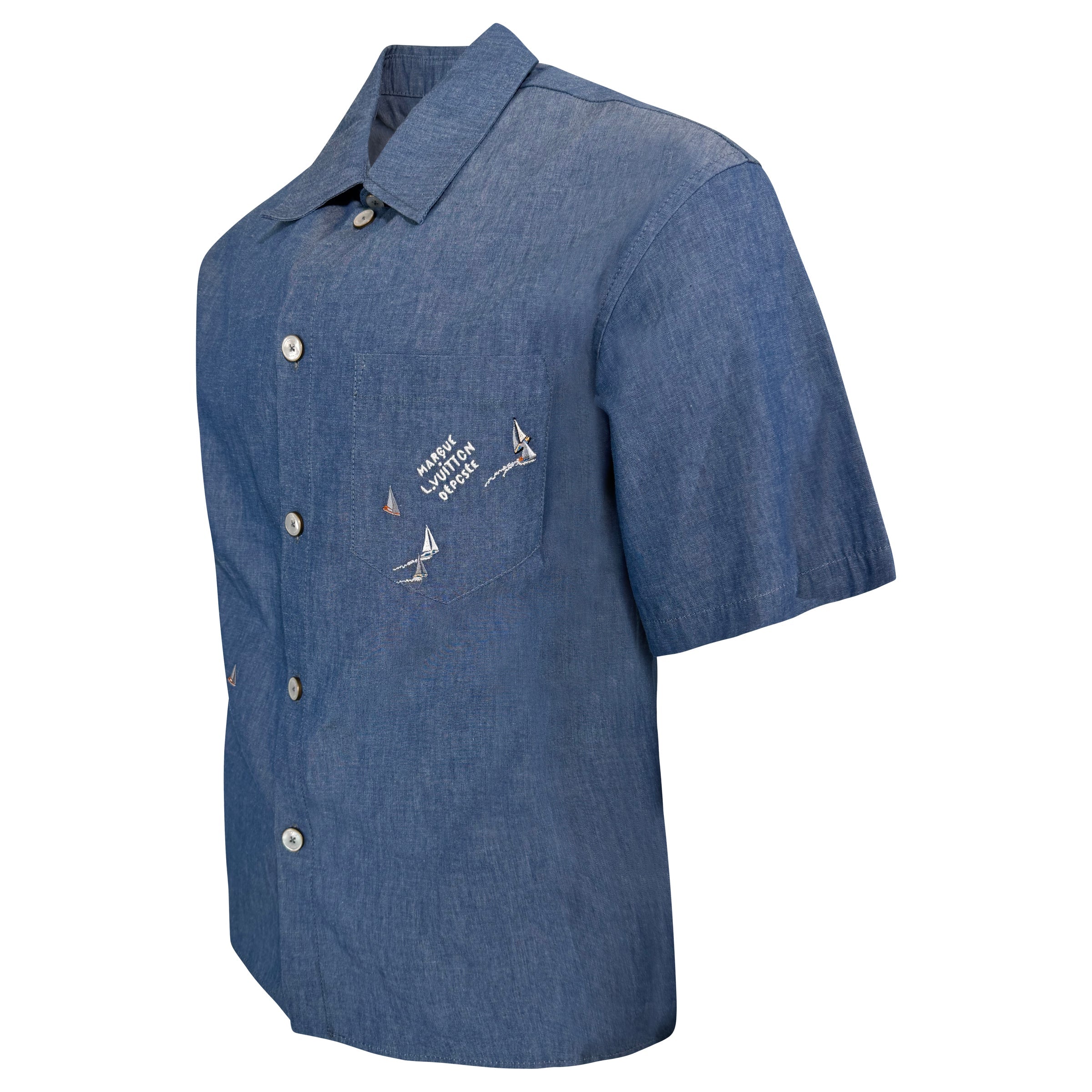 LOUIS VUITTON CHAMBRAY SHIRT - MEDIUM (Fits large) | PRE OWNED - Affluent ArchivesUsed HIGH END DESIGNER CLOTHING