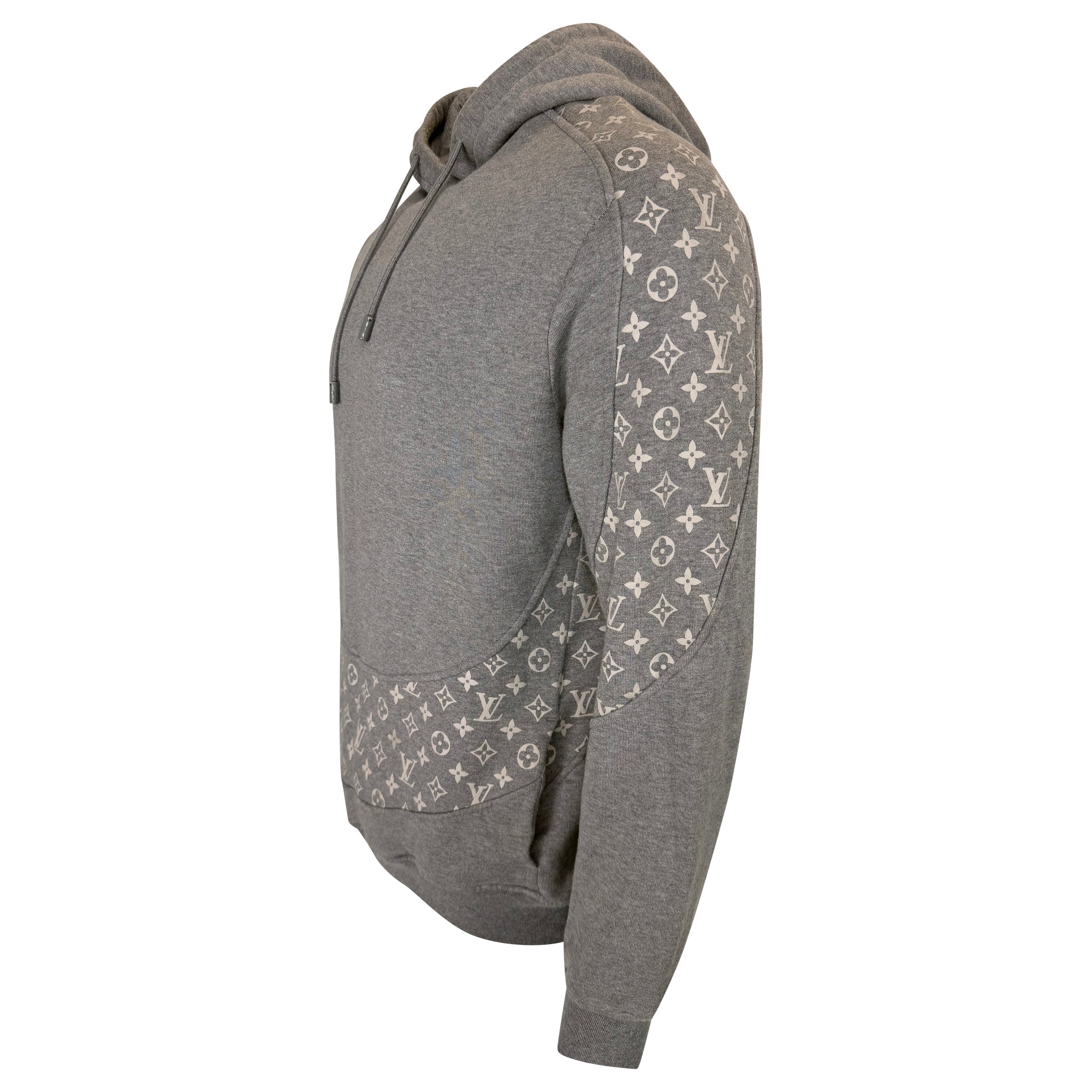 LOUIS VUITTON CIRCLE MONOGRAM GREY HOODIE - LARGE - Affluent ArchivesUsed HIGH END DESIGNER CLOTHING