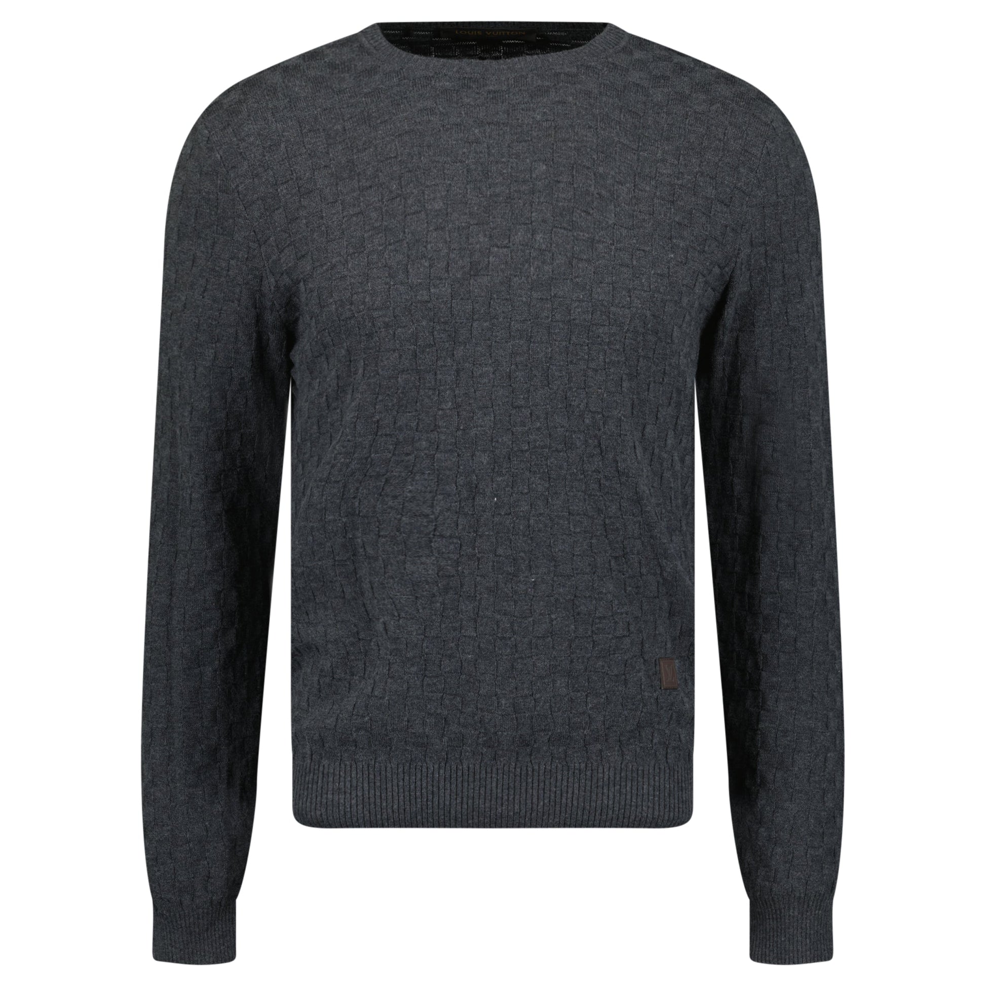 LOUIS VUITTON DAMIER KNITTED SWEATSHIRT - SMALL (Fits Size Medium) - Affluent ArchivesUsed HIGH END DESIGNER CLOTHING
