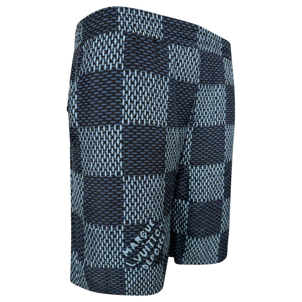 LOUIS VUITTON DAMIER SILK BLUE SHORTS - LARGE | PRE OWNED - Affluent ArchivesUsed HIGH END DESIGNER CLOTHING