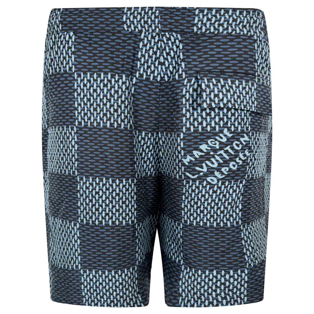 LOUIS VUITTON DAMIER SILK BLUE SHORTS - LARGE | PRE OWNED - Affluent ArchivesUsed HIGH END DESIGNER CLOTHING