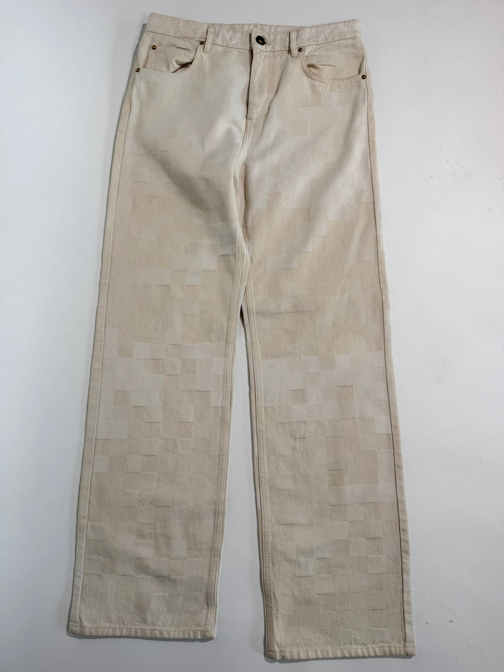 LOUIS VUITTON DAMOFLAGE DENIM JEANS BEIGE - 30W / 32L - Affluent ArchivesUsed HIGH END DESIGNER CLOTHING