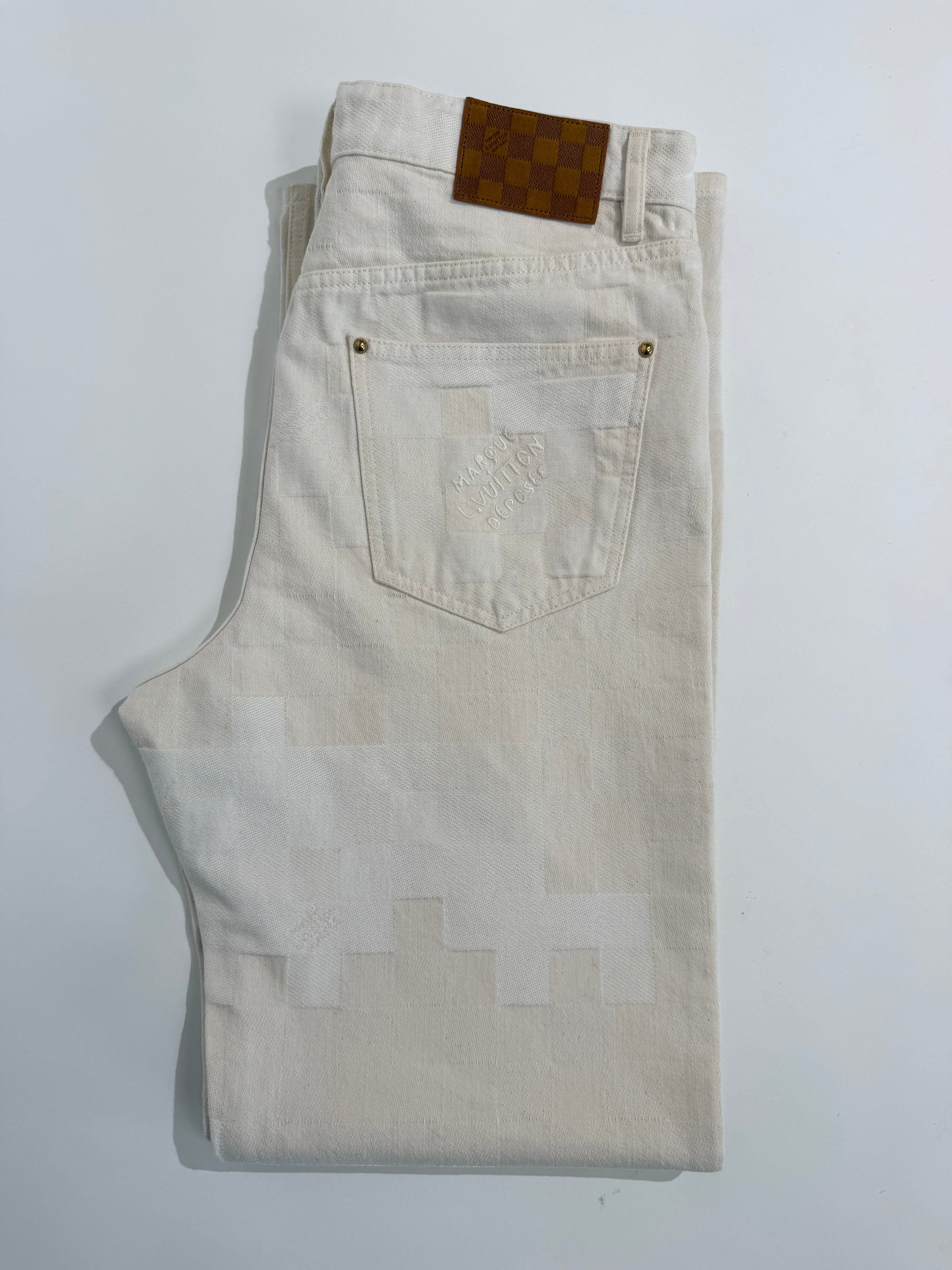 LOUIS VUITTON DAMOFLAGE DENIM JEANS BEIGE - 30W / 32L - Affluent ArchivesUsed HIGH END DESIGNER CLOTHING