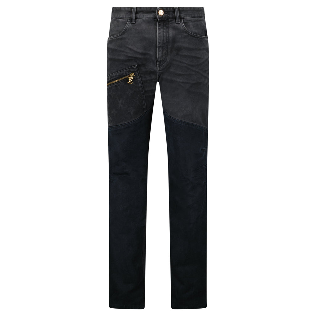 LOUIS VUITTON DARK GREY / BLACK MONOGRAM JEANS - 31 W / 32L (Fits 34W) - Affluent ArchivesUsed HIGH END DESIGNER CLOTHING
